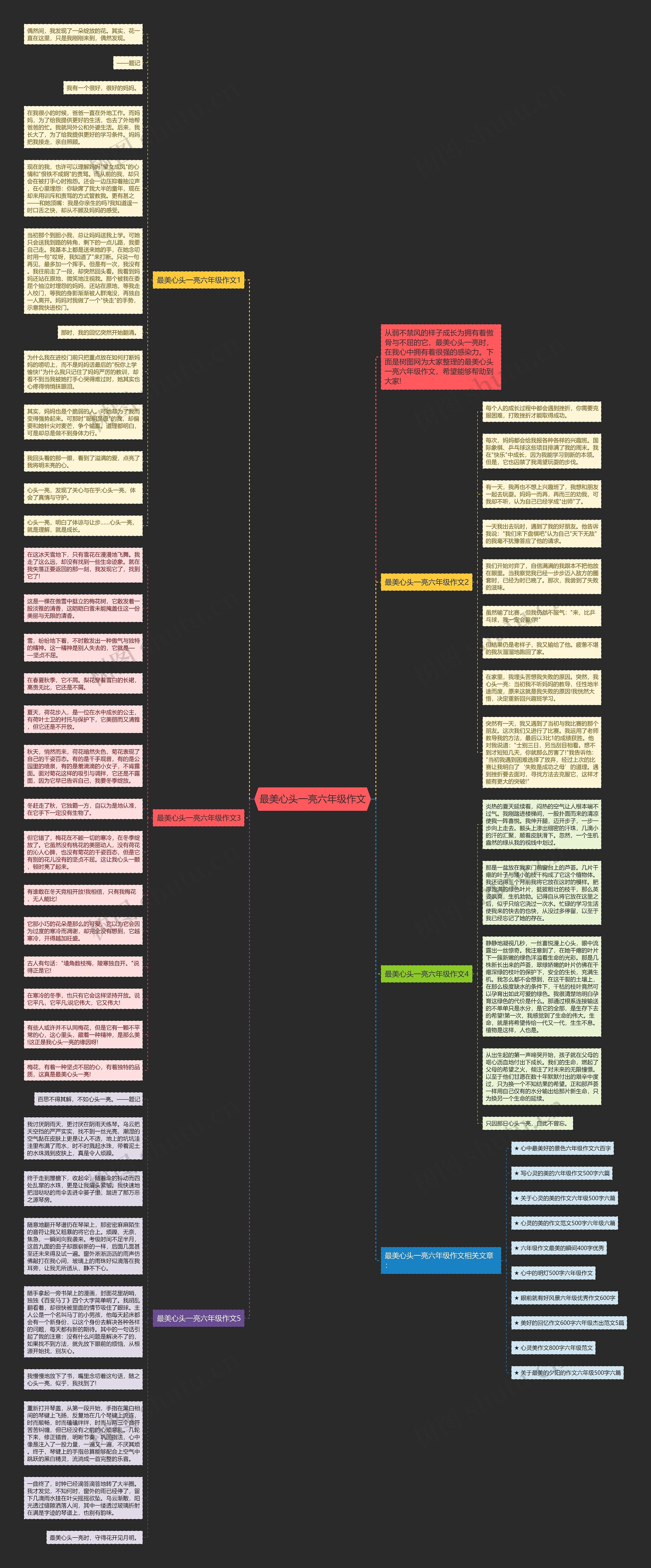 最美心头一亮六年级作文思维导图