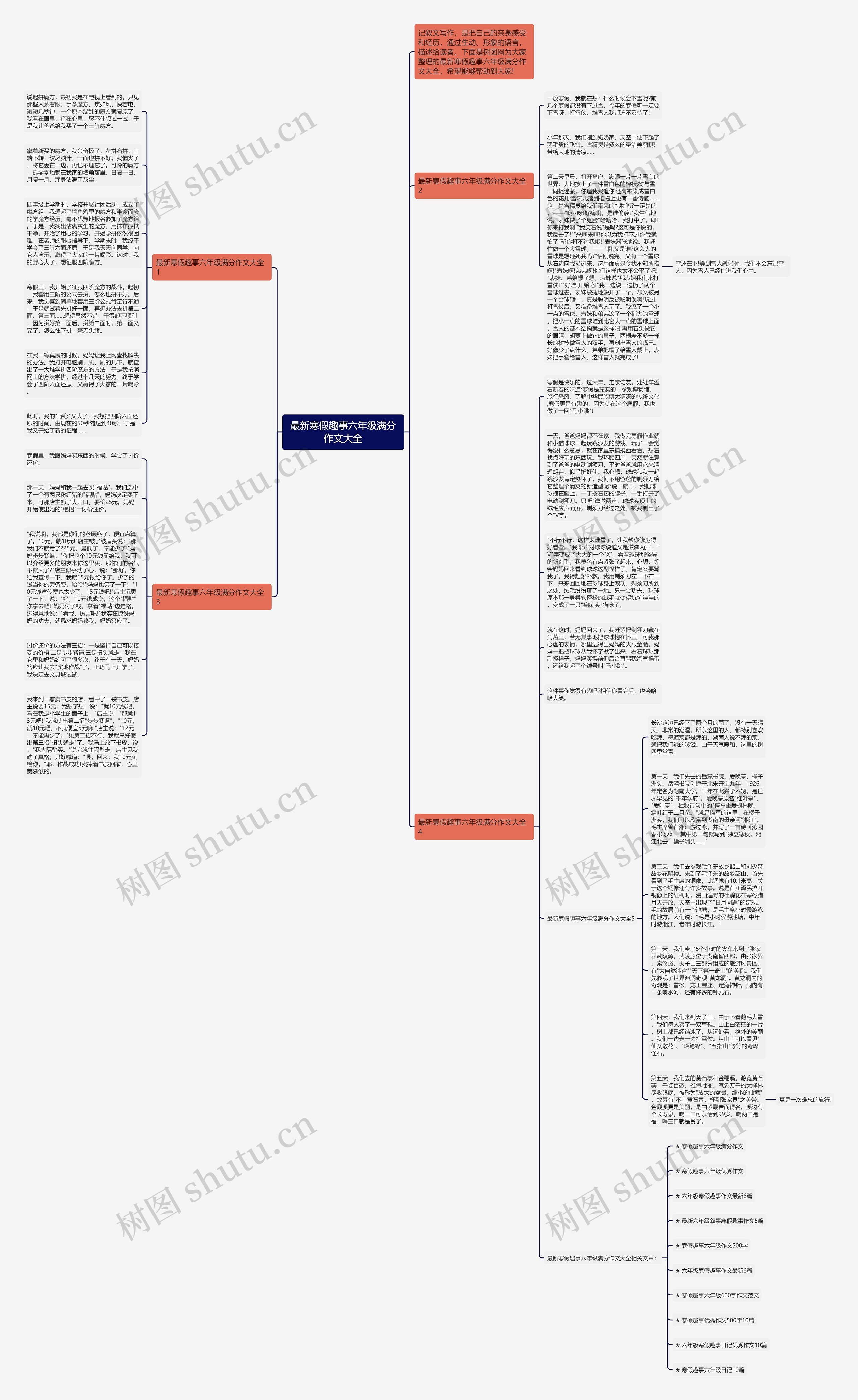 最新寒假趣事六年级满分作文大全思维导图