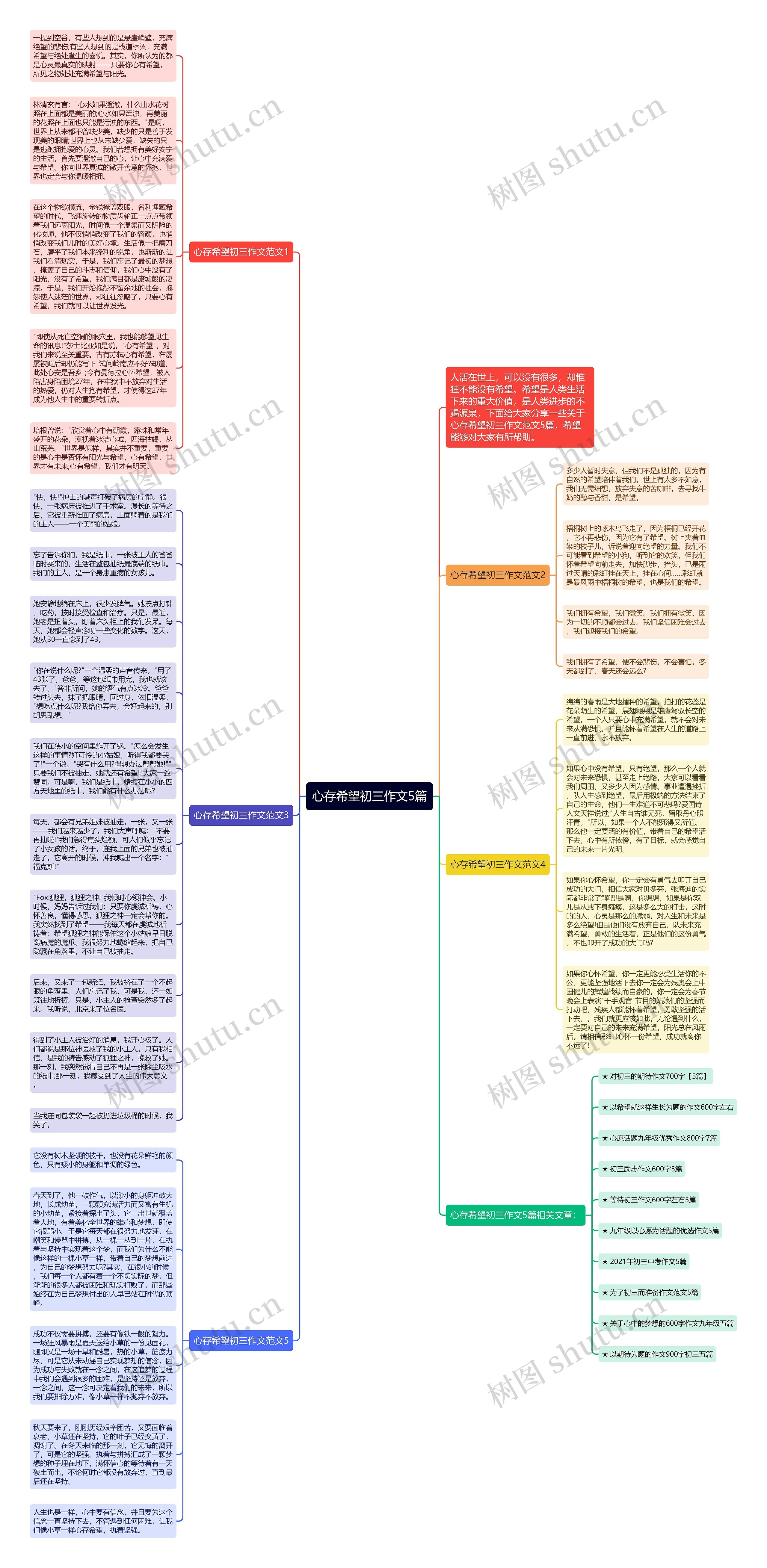 心存希望初三作文5篇思维导图