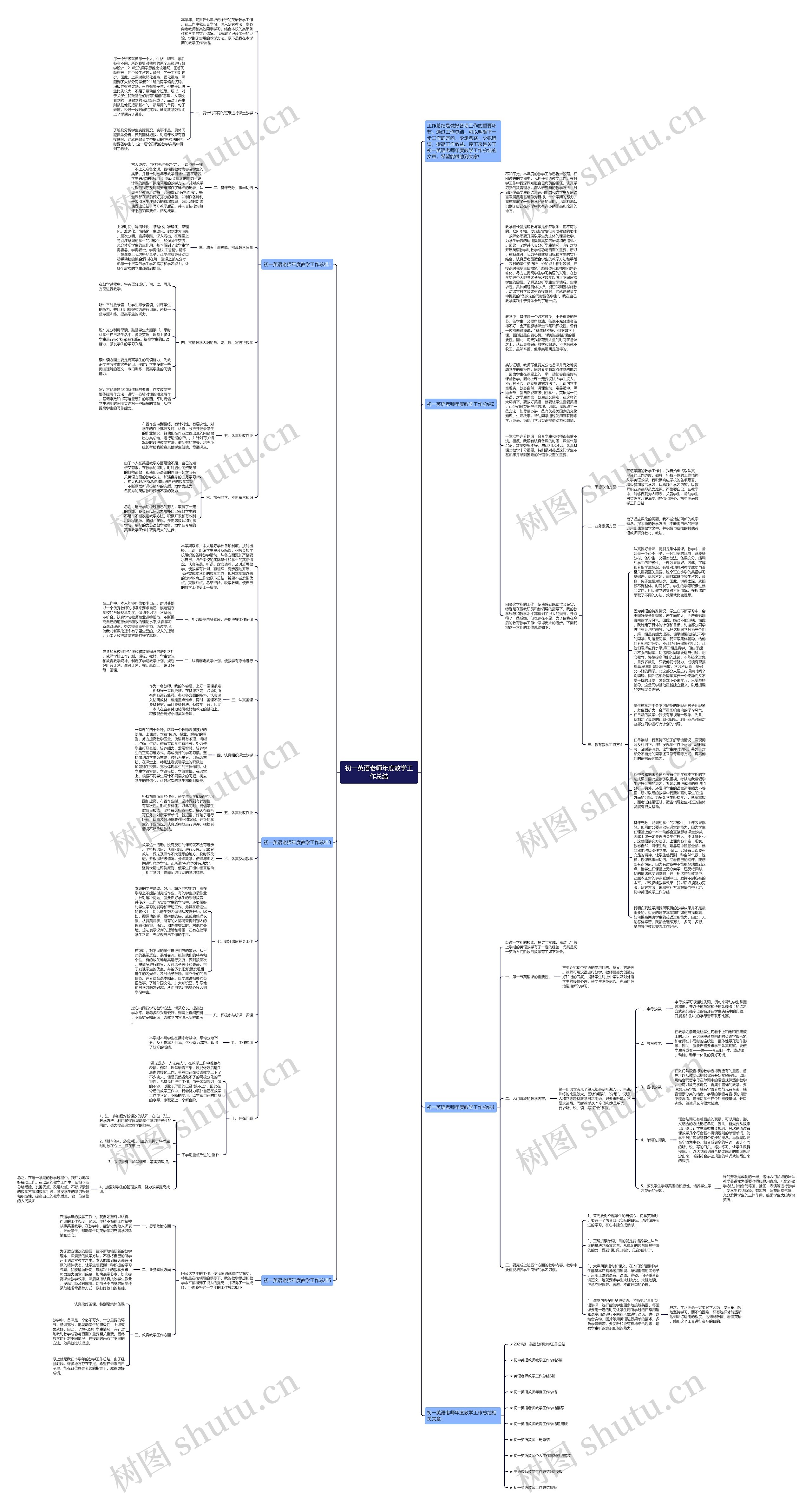 初一英语老师年度教学工作总结思维导图