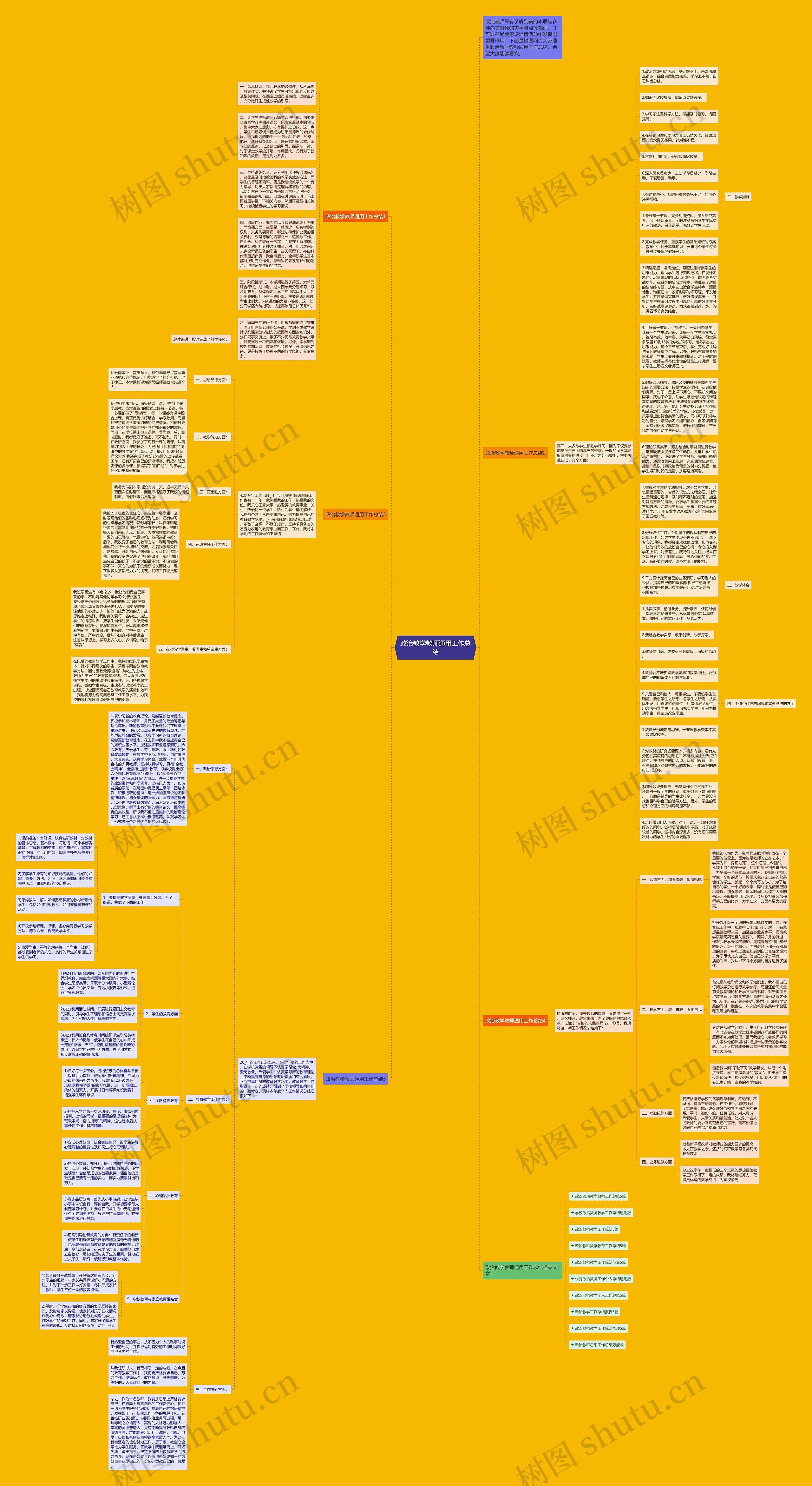政治教学教师通用工作总结思维导图