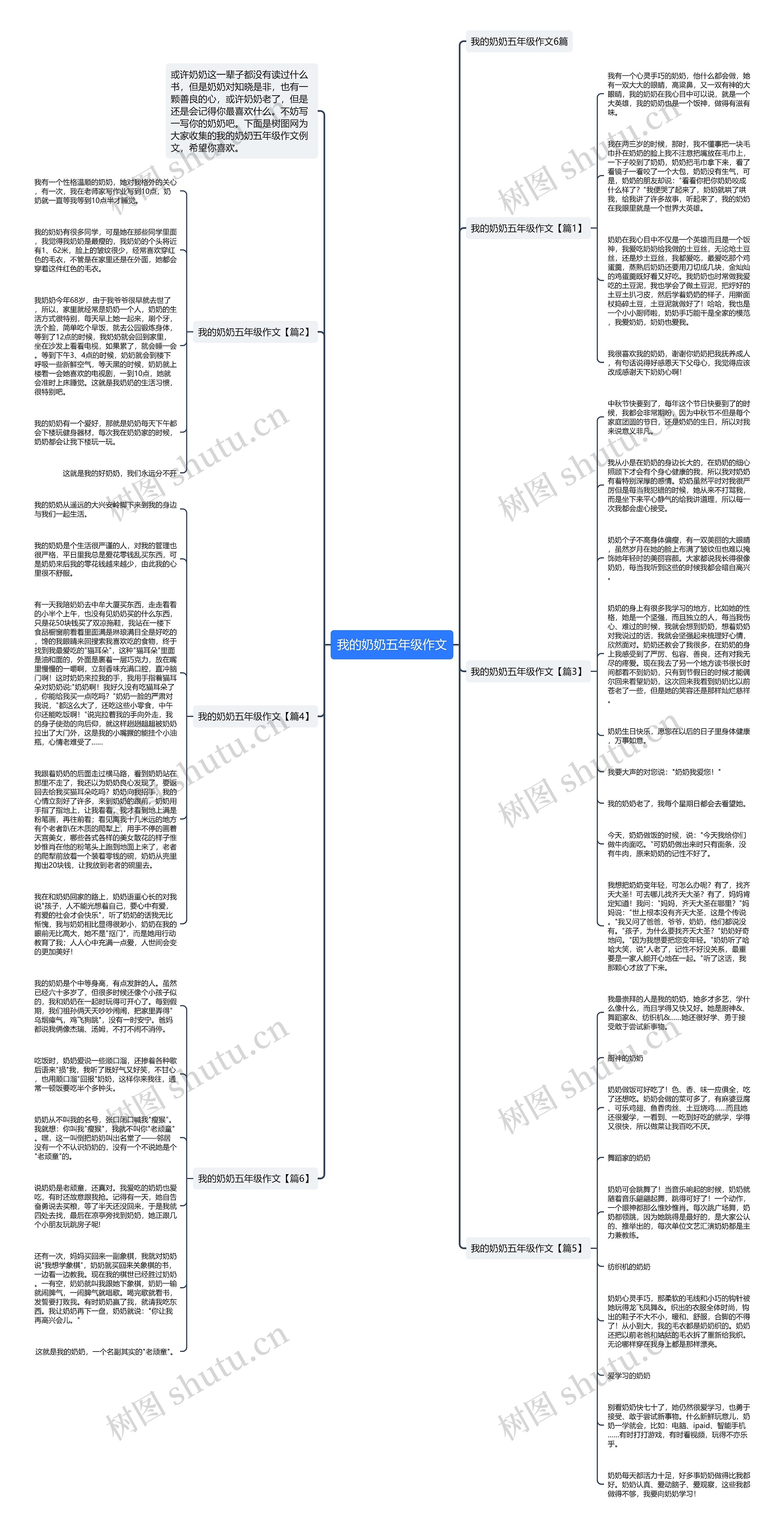 我的奶奶五年级作文思维导图