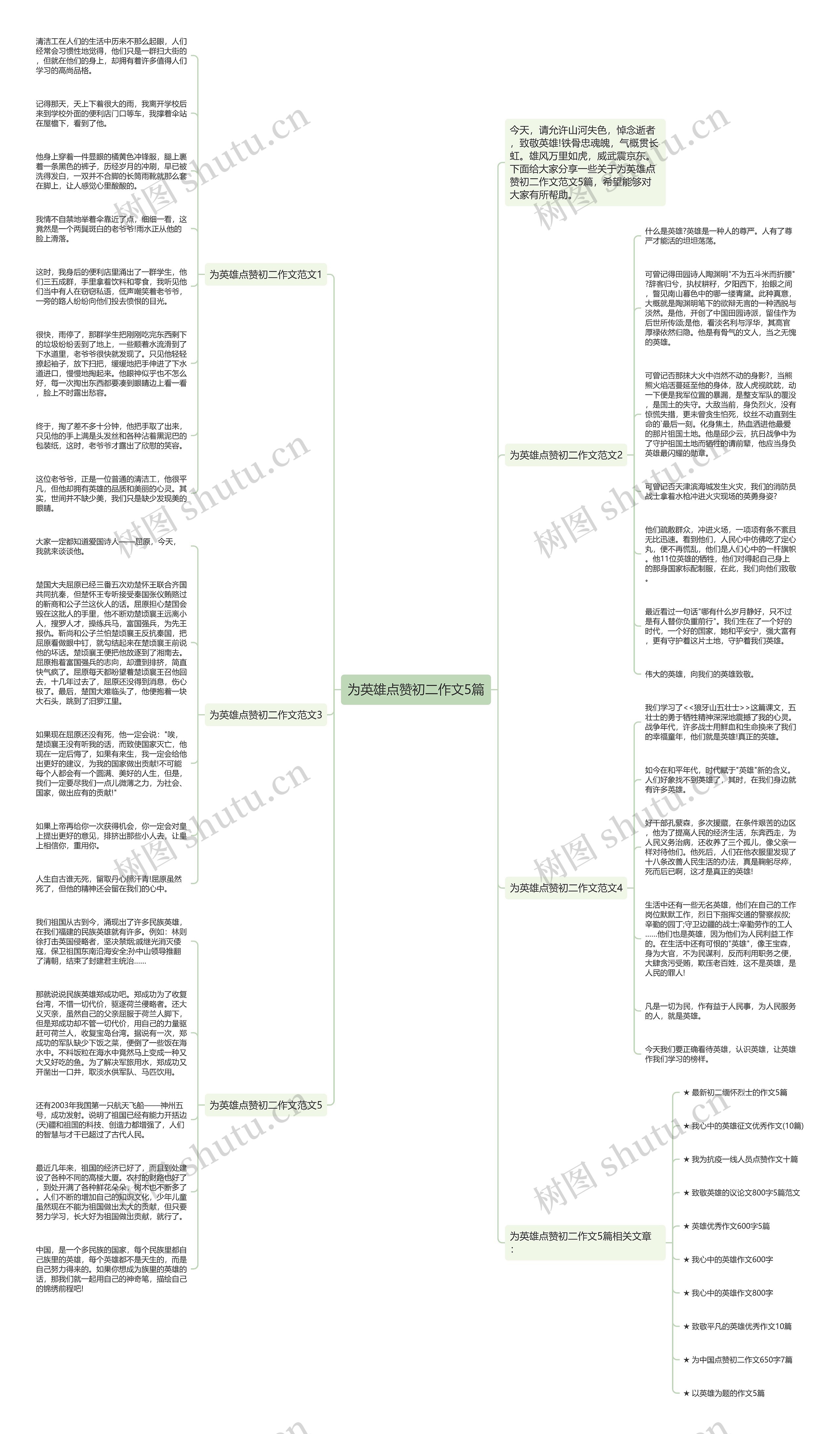 为英雄点赞初二作文5篇思维导图
