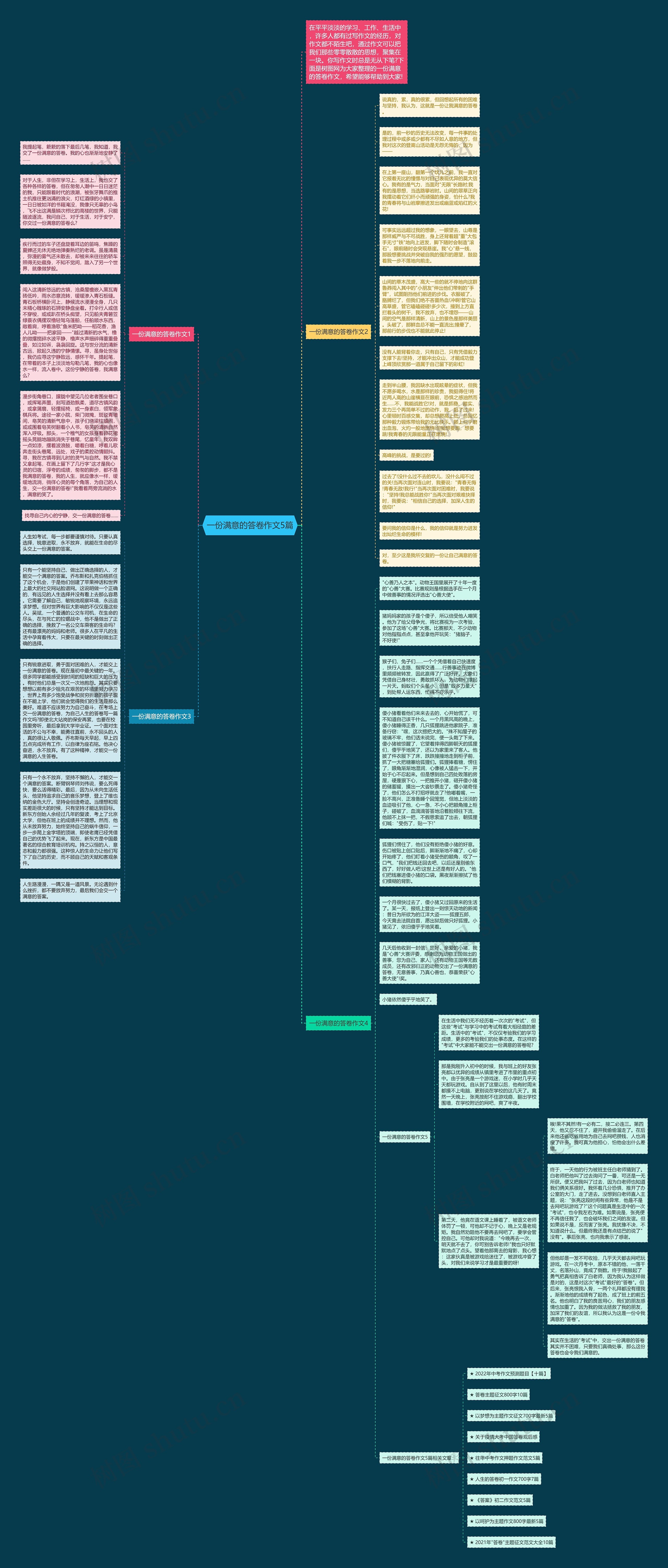 一份满意的答卷作文5篇思维导图