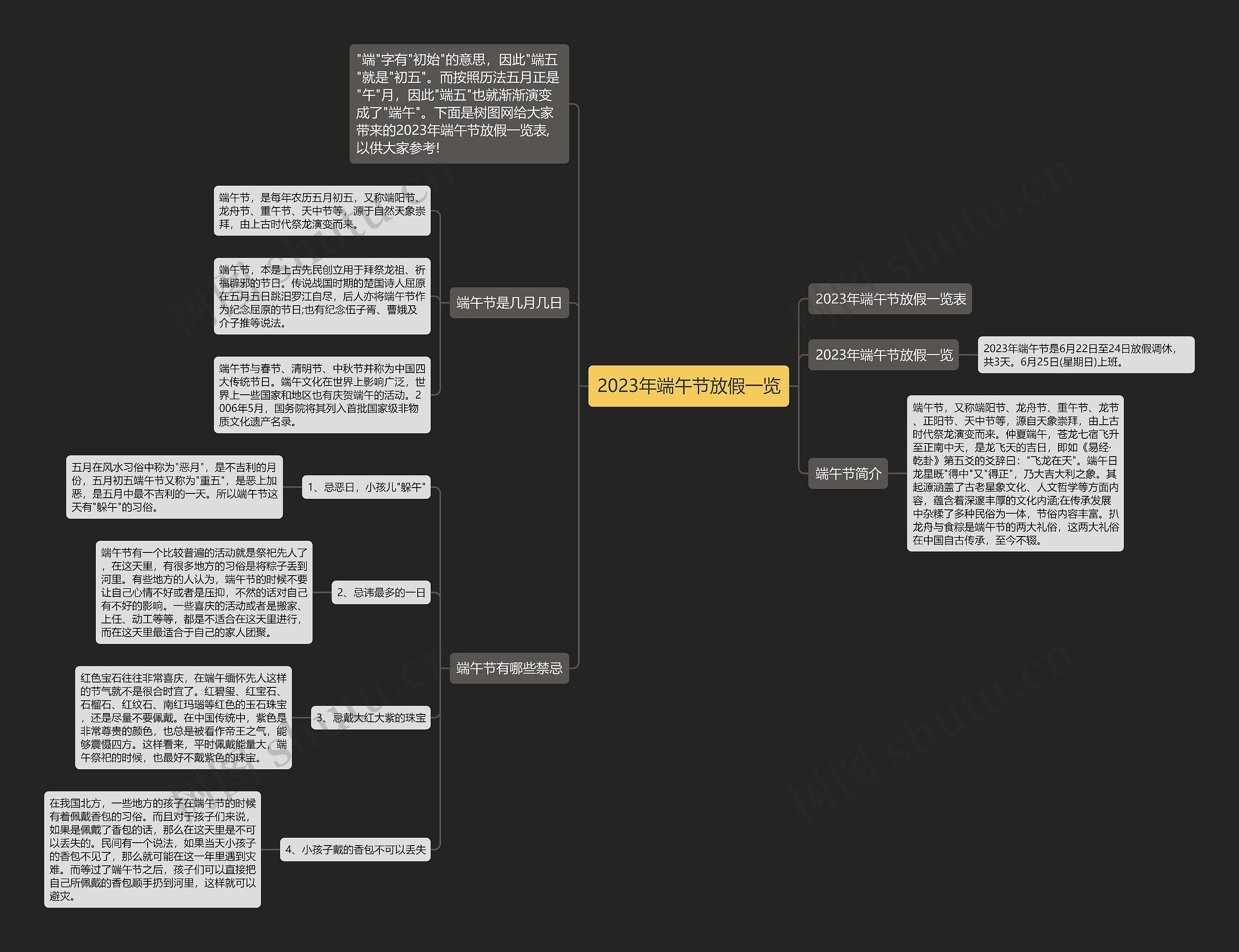2023年端午节放假一览思维导图
