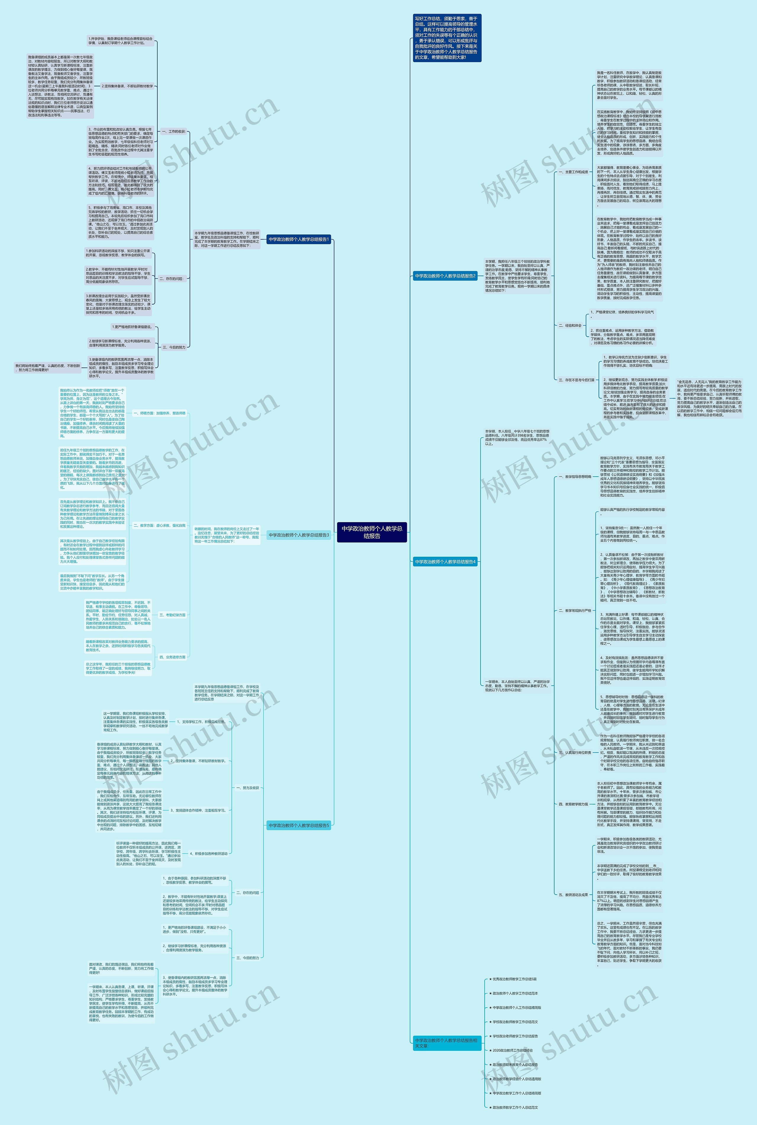 中学政治教师个人教学总结报告思维导图