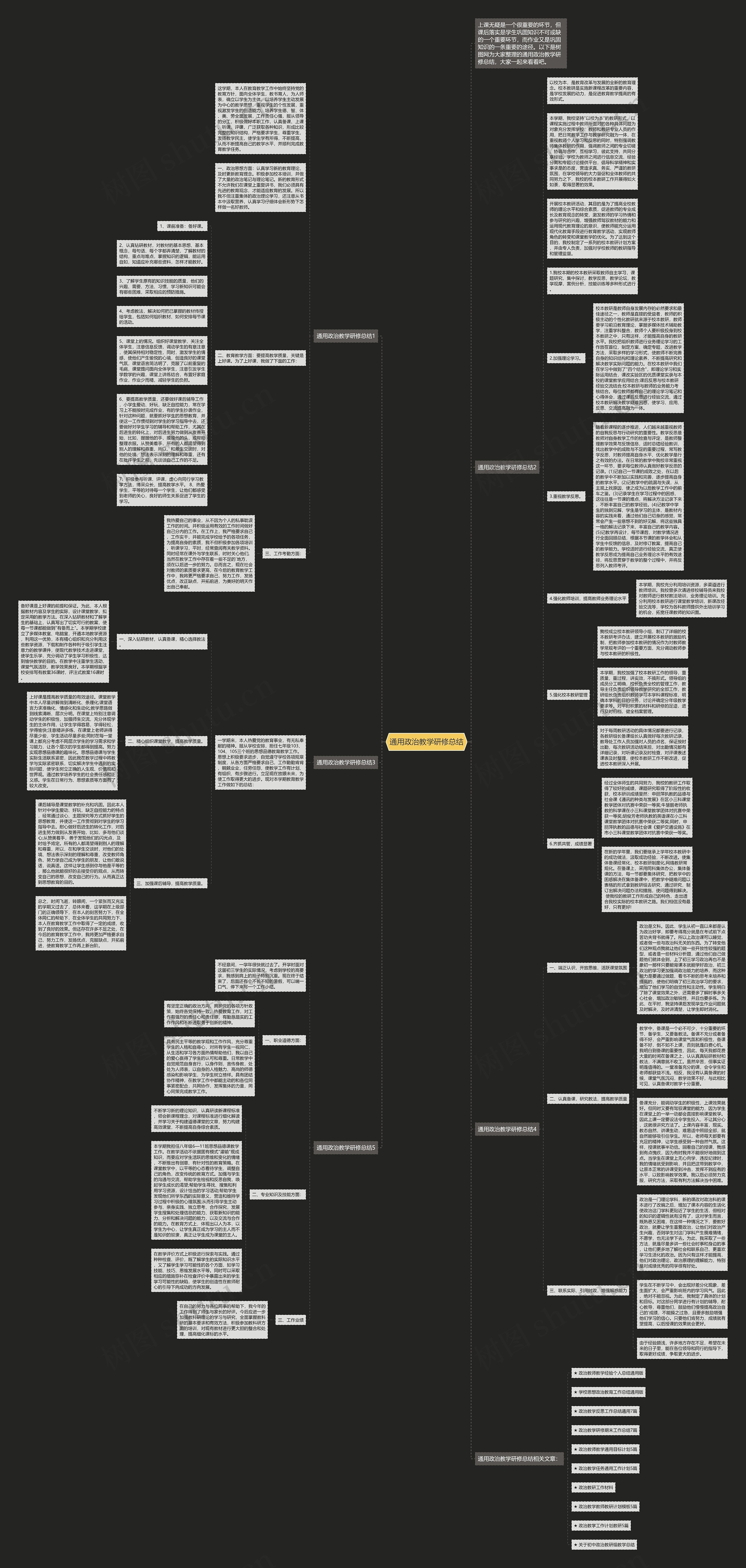 通用政治教学研修总结思维导图