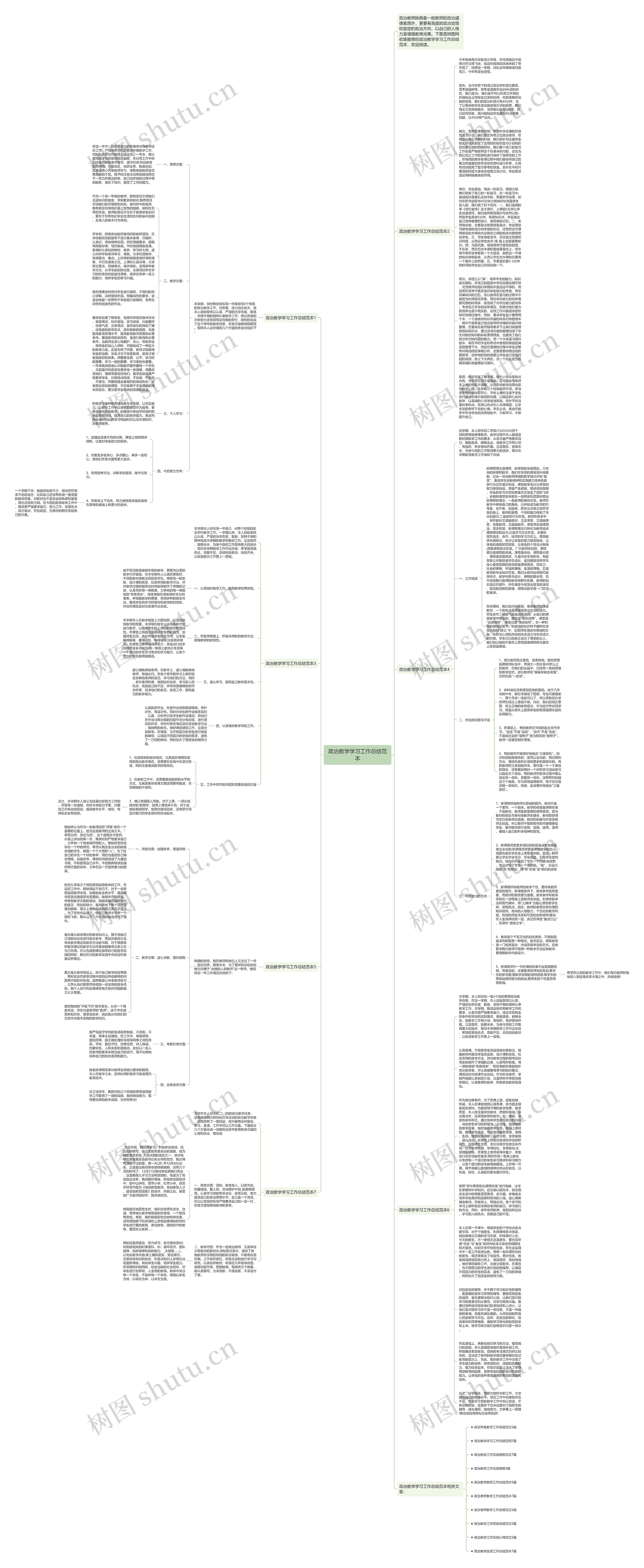 政治教学学习工作总结范本思维导图