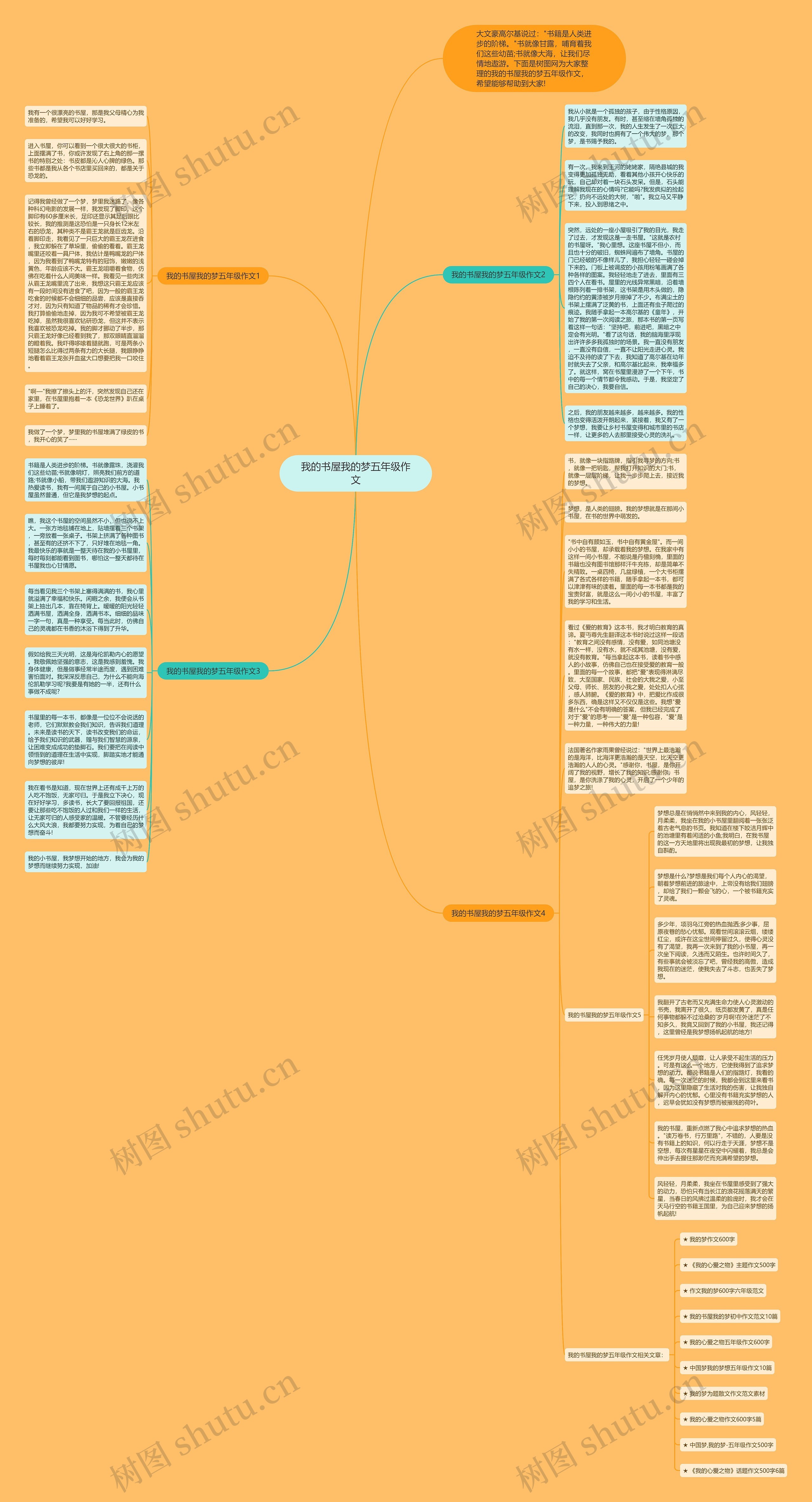 我的书屋我的梦五年级作文思维导图