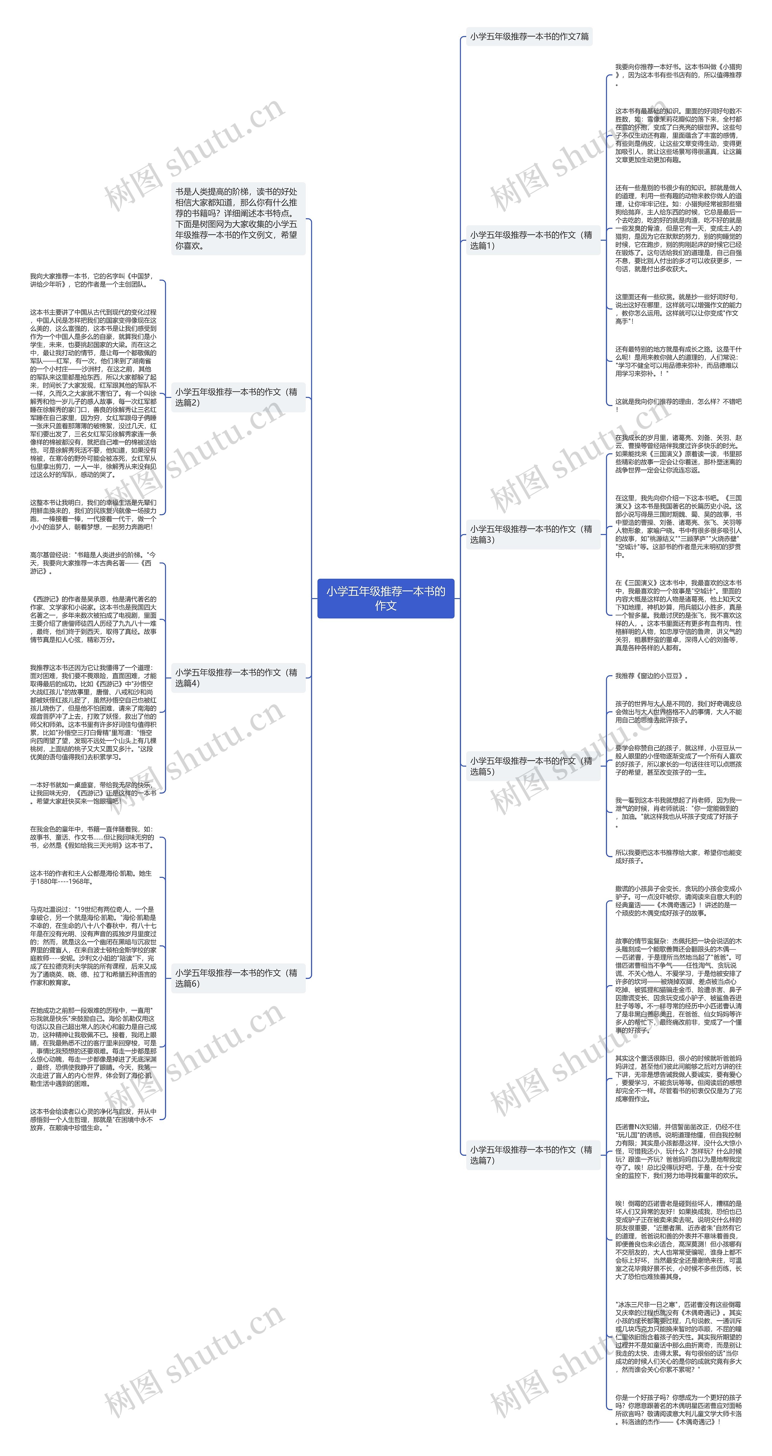 小学五年级推荐一本书的作文思维导图