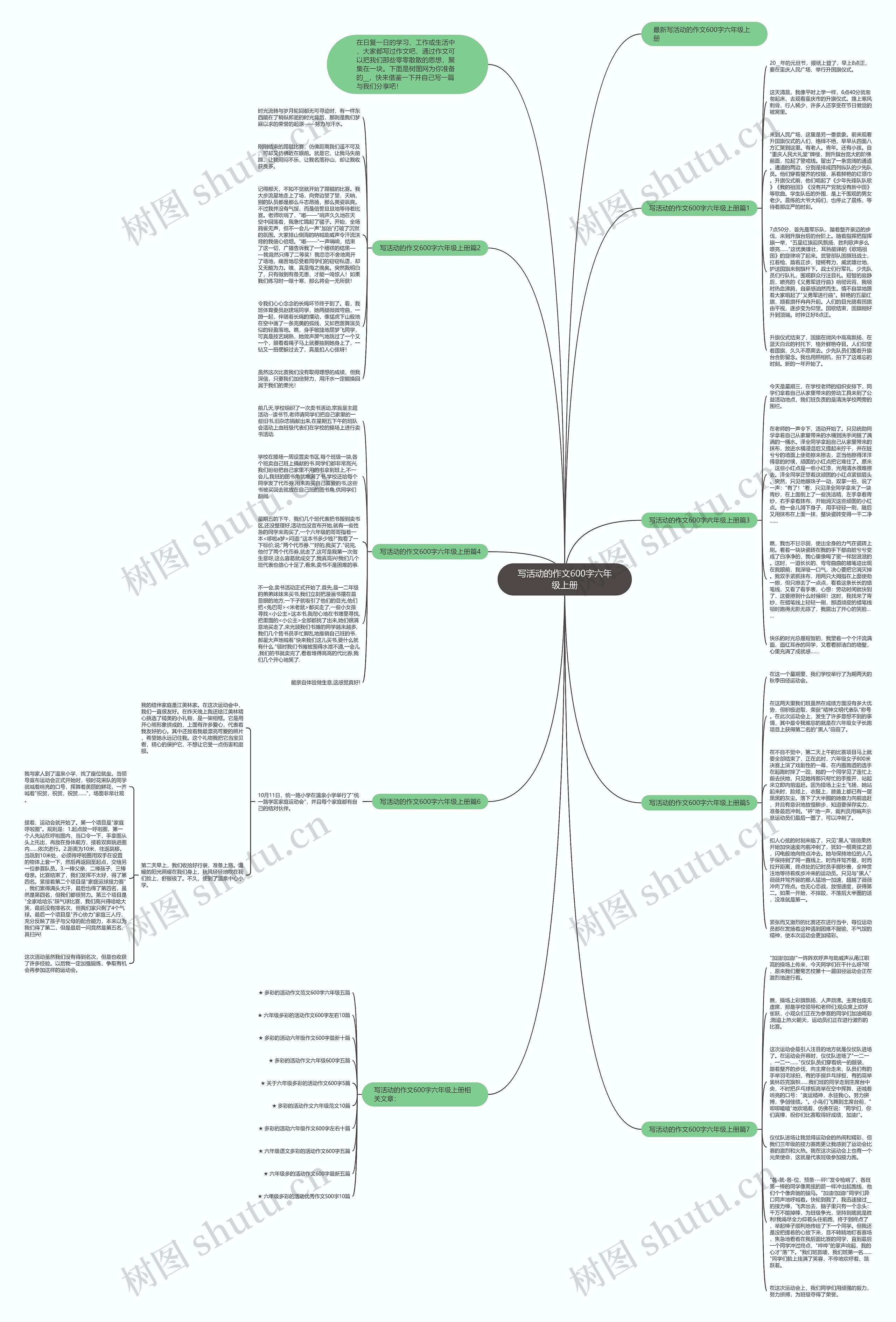 写活动的作文600字六年级上册思维导图