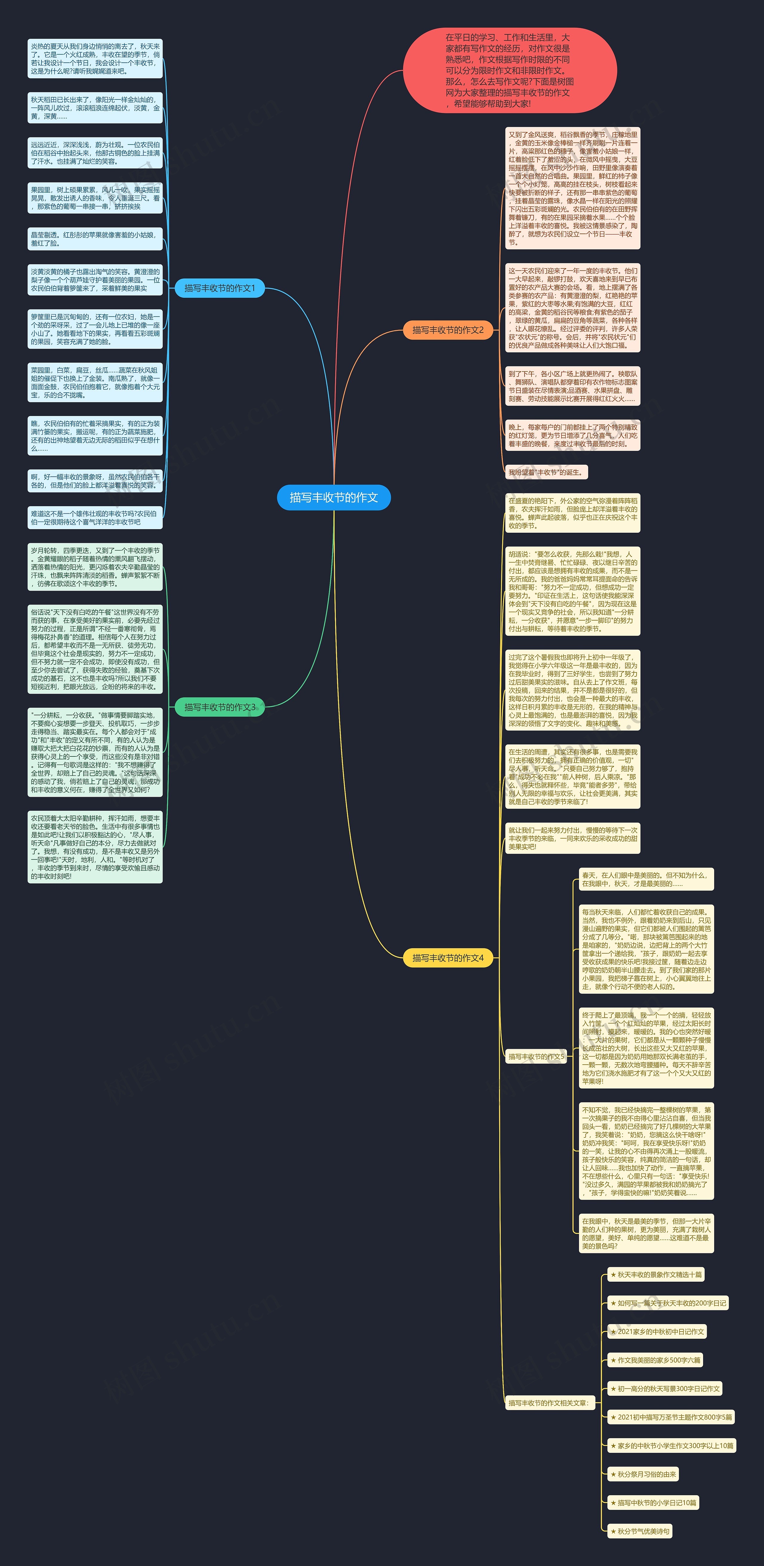 描写丰收节的作文思维导图