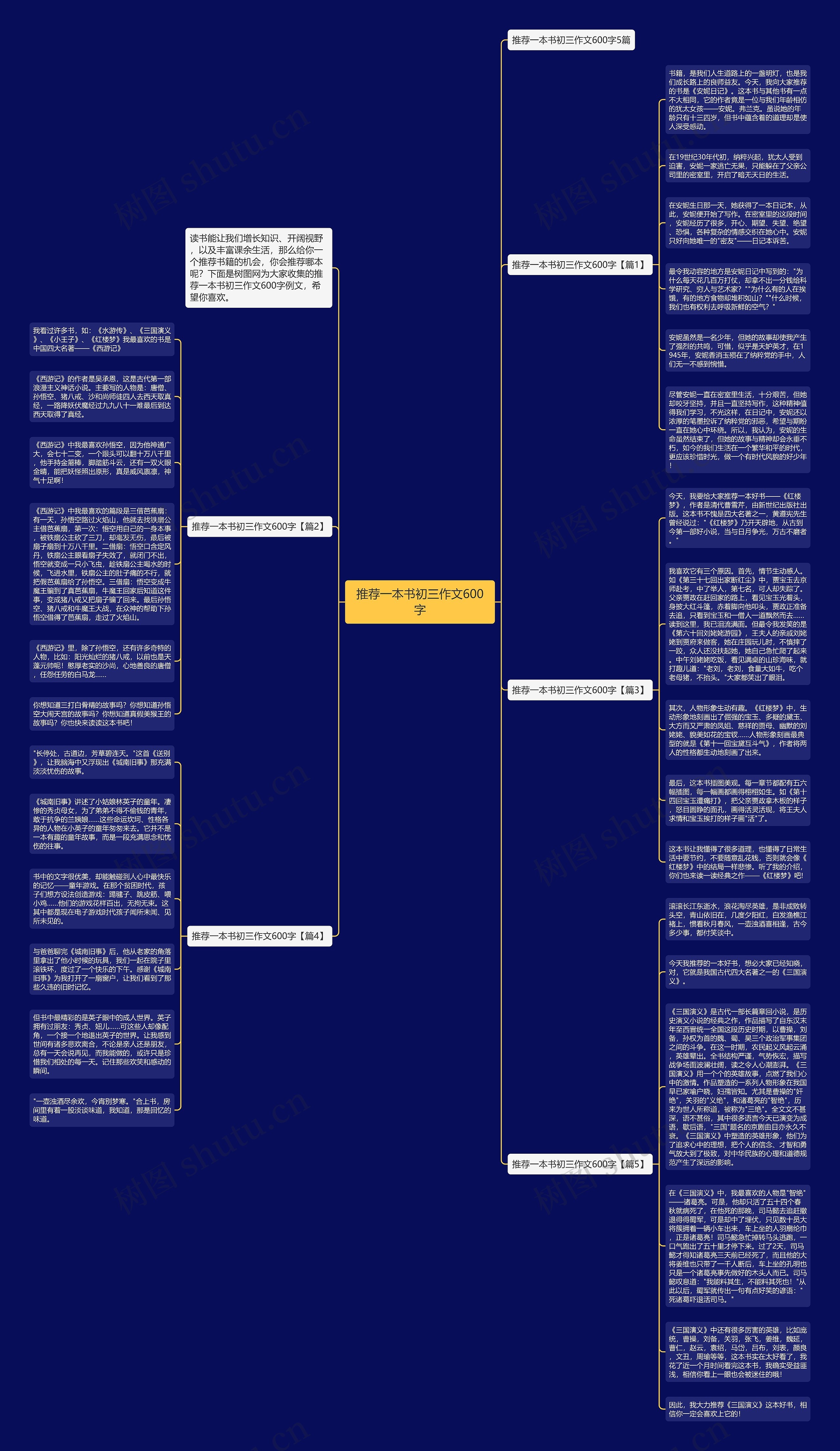 推荐一本书初三作文600字思维导图