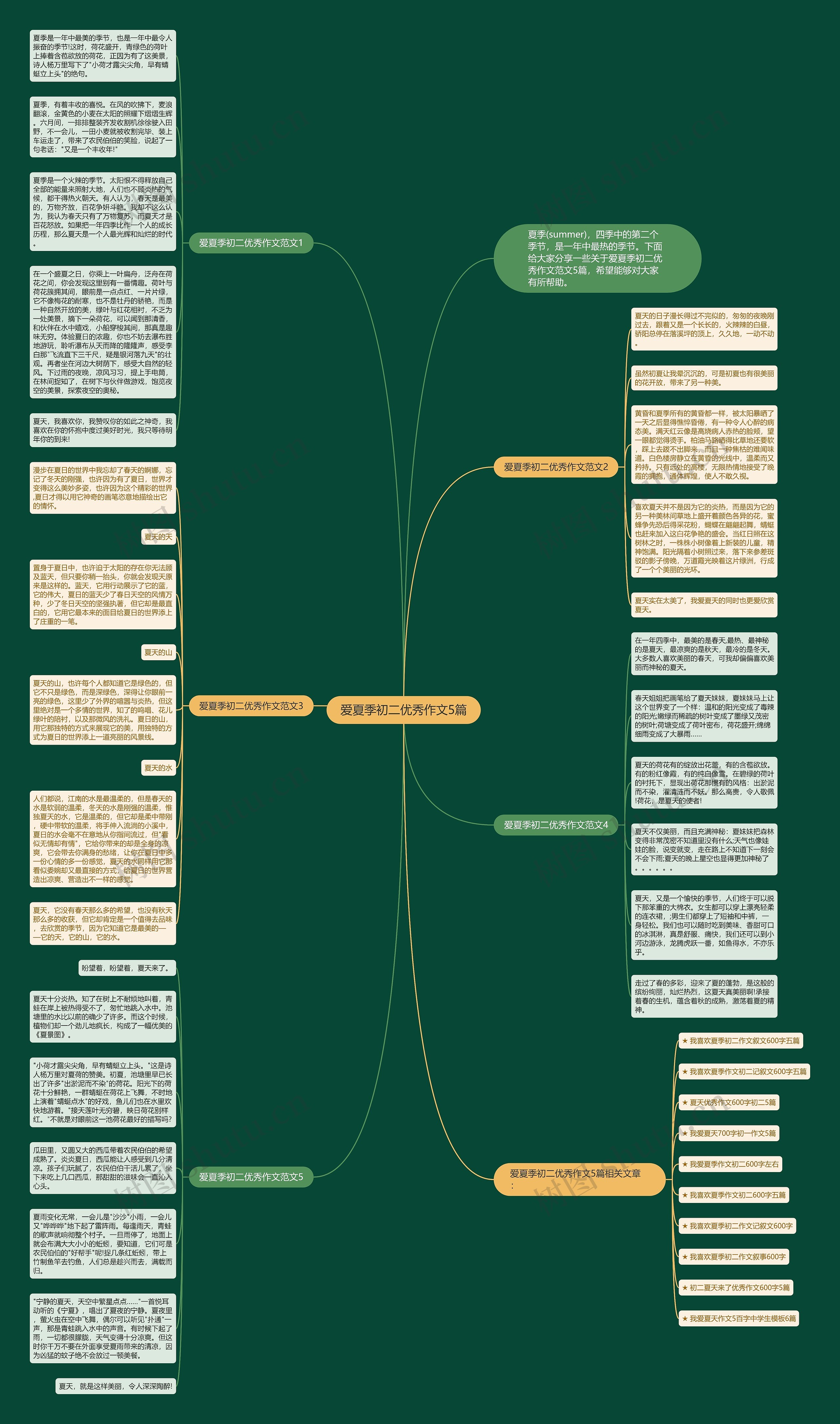 爱夏季初二优秀作文5篇思维导图