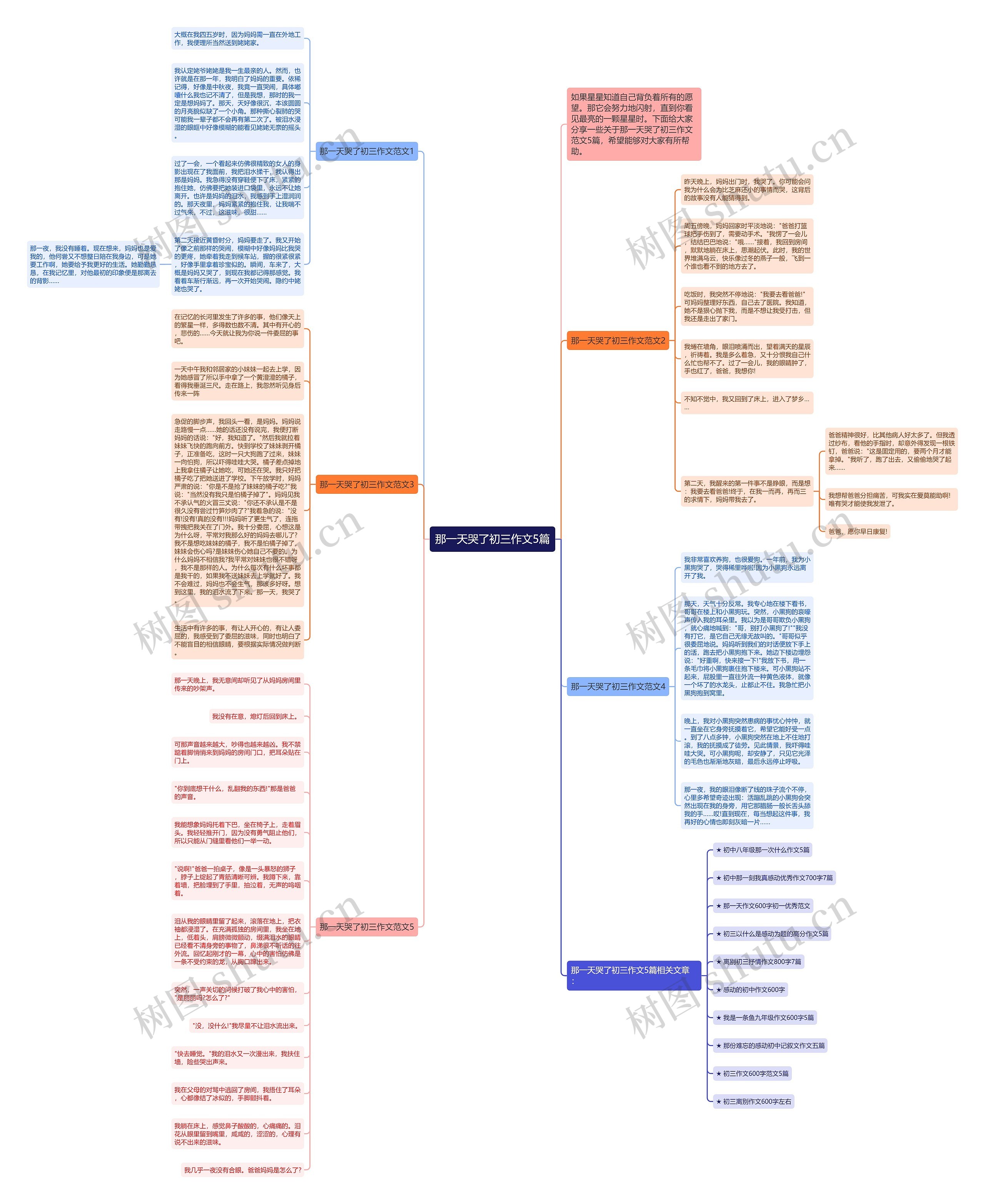 那一天哭了初三作文5篇思维导图