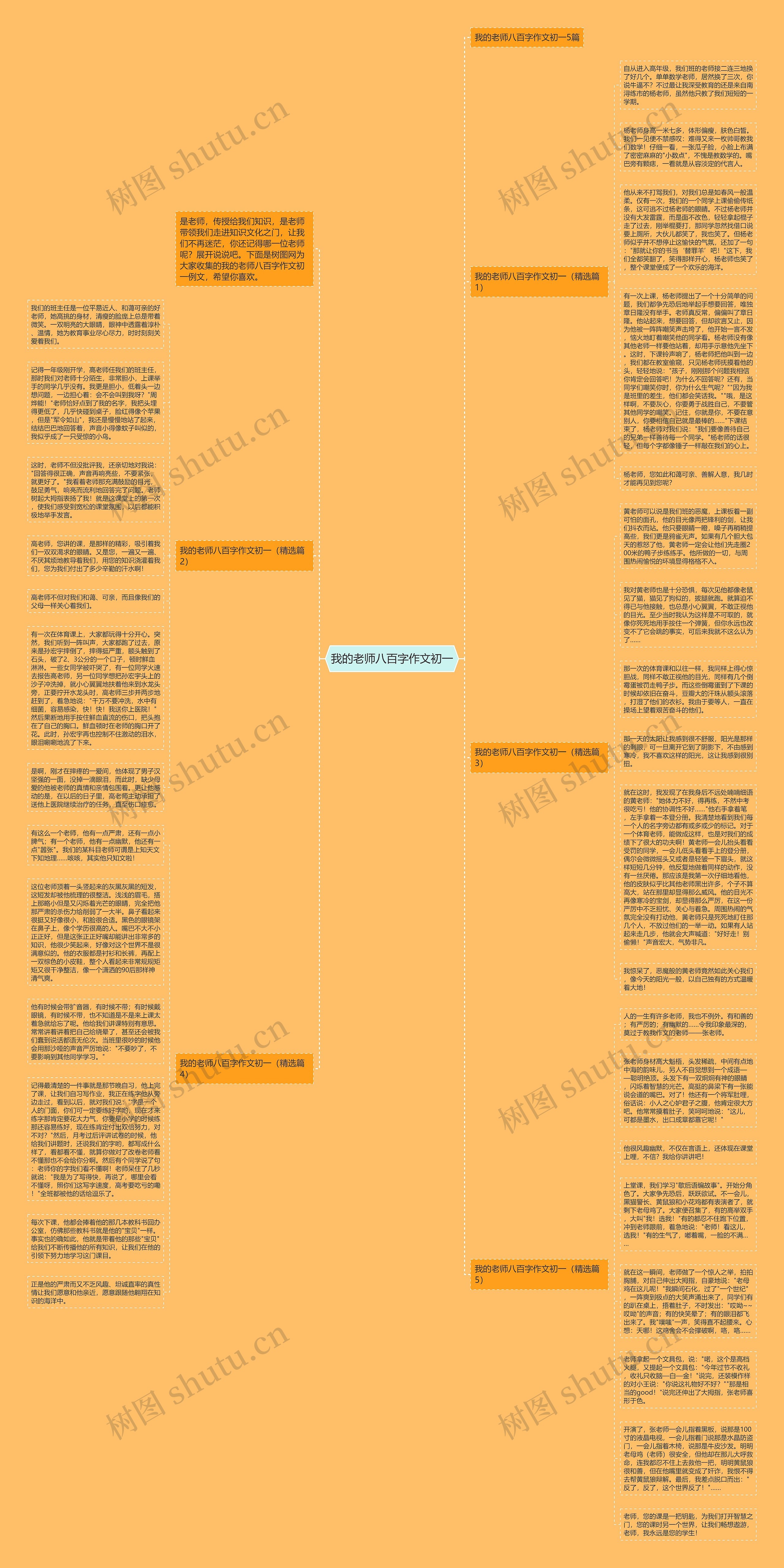 我的老师八百字作文初一思维导图