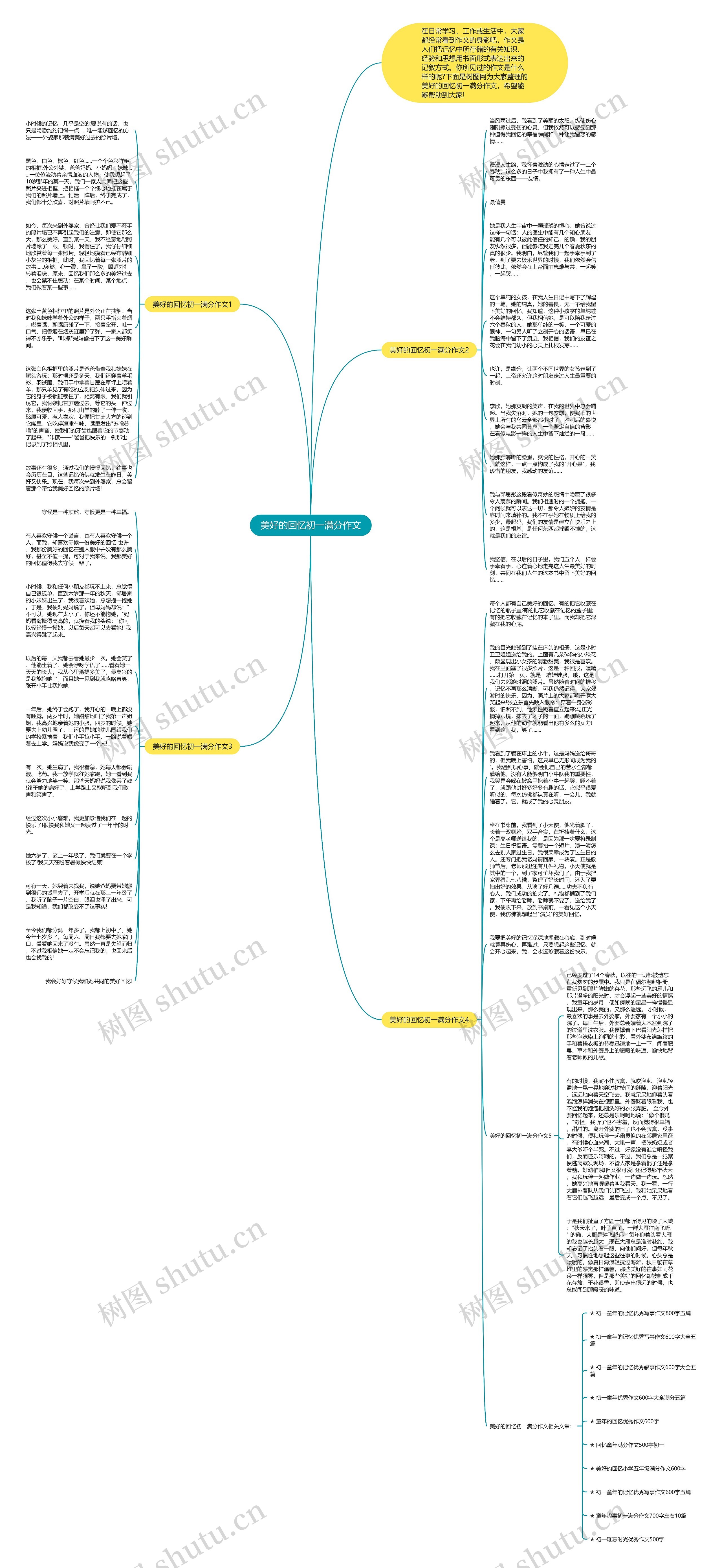 美好的回忆初一满分作文思维导图