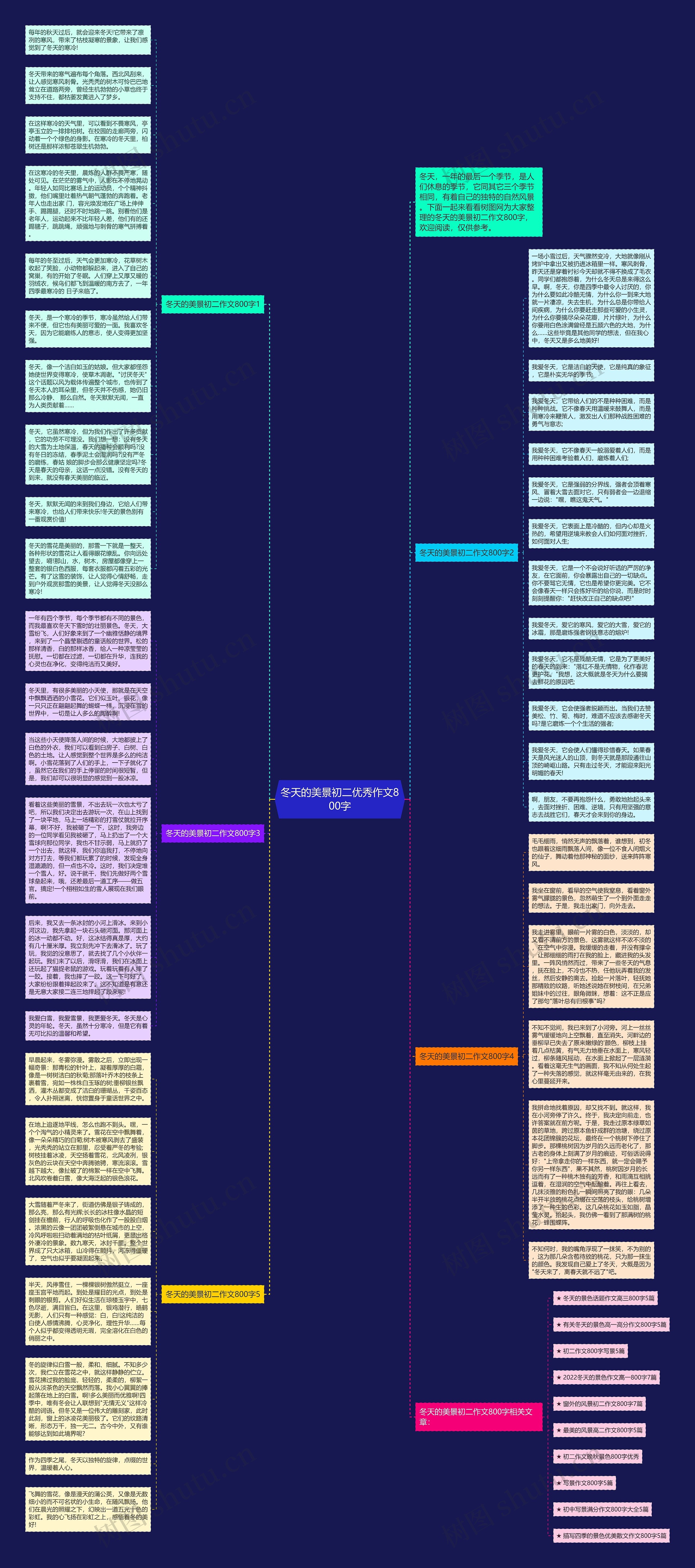 冬天的美景初二优秀作文800字思维导图