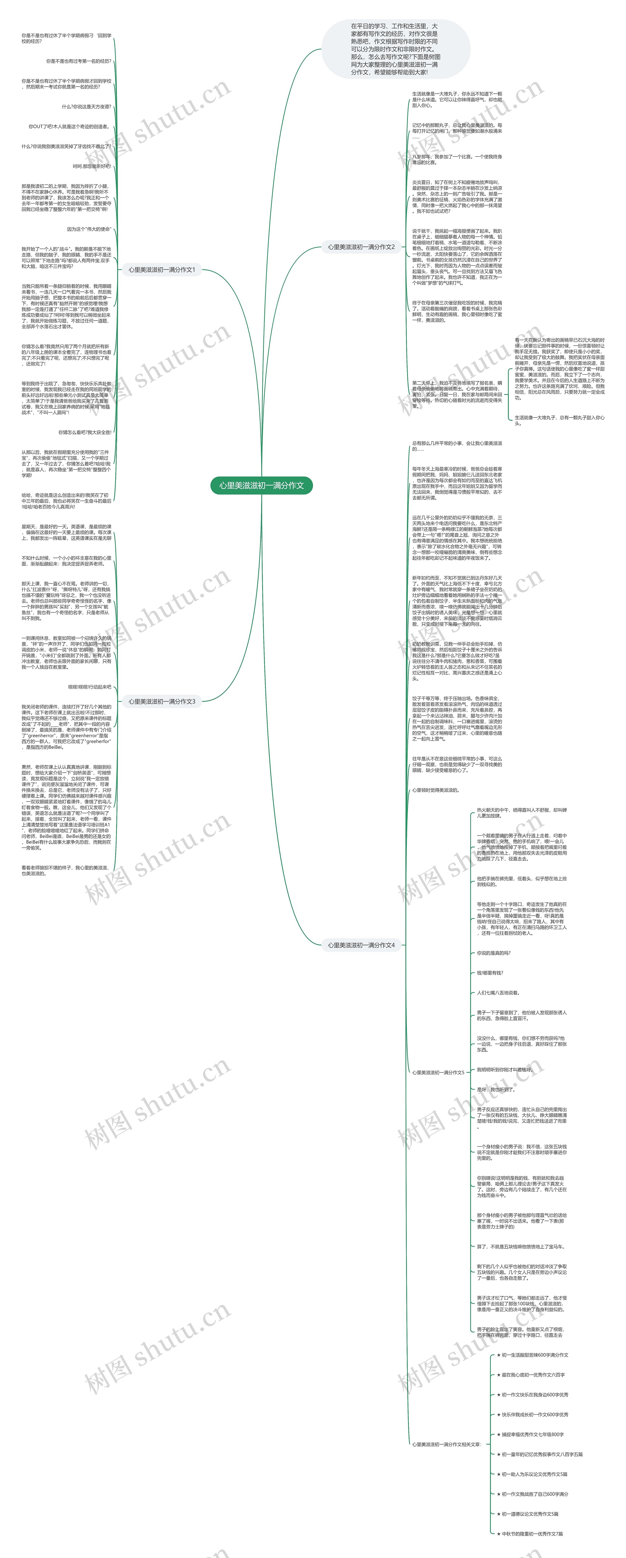 心里美滋滋初一满分作文思维导图