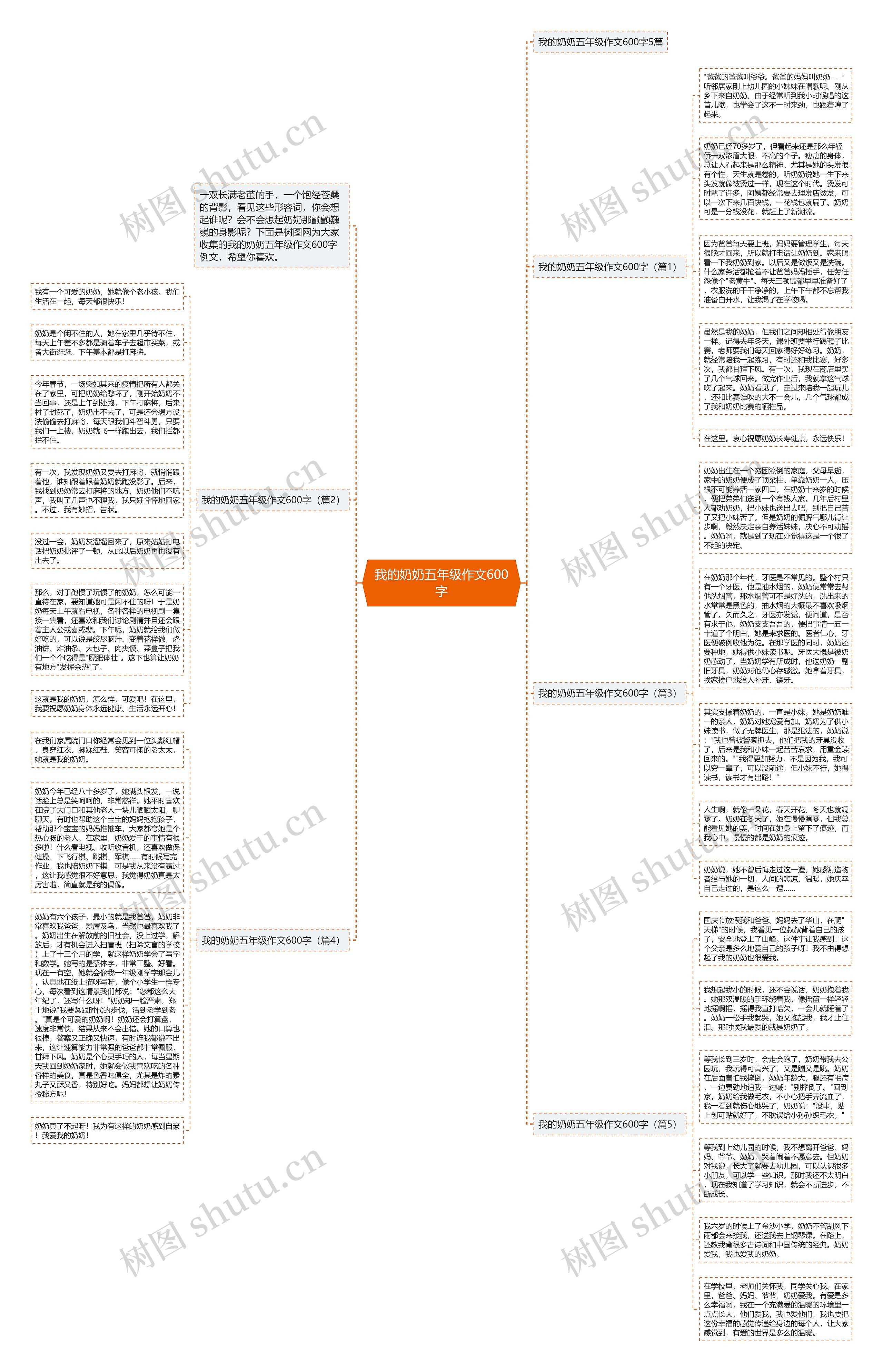 我的奶奶五年级作文600字思维导图