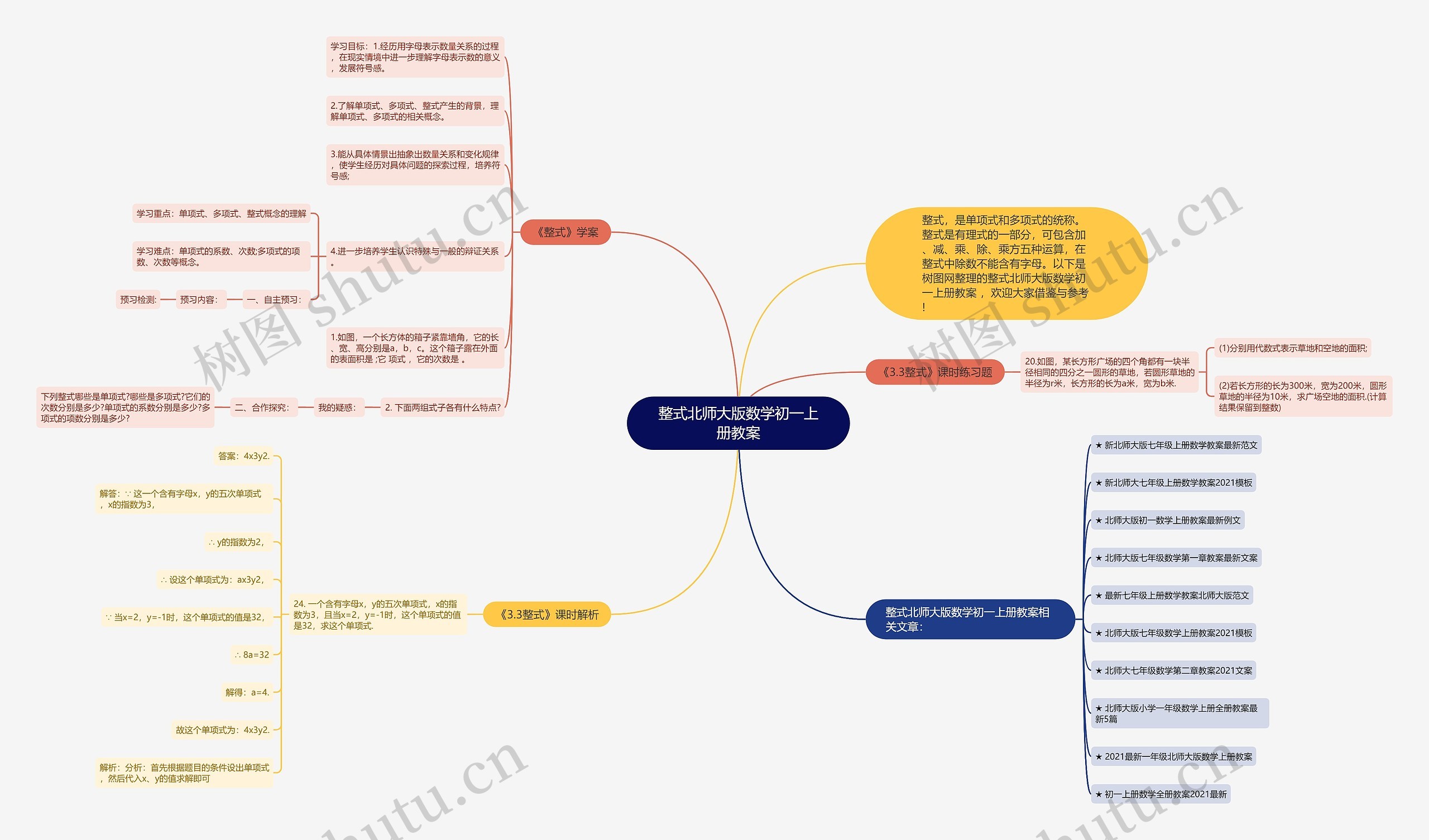 整式北师大版数学初一上册教案