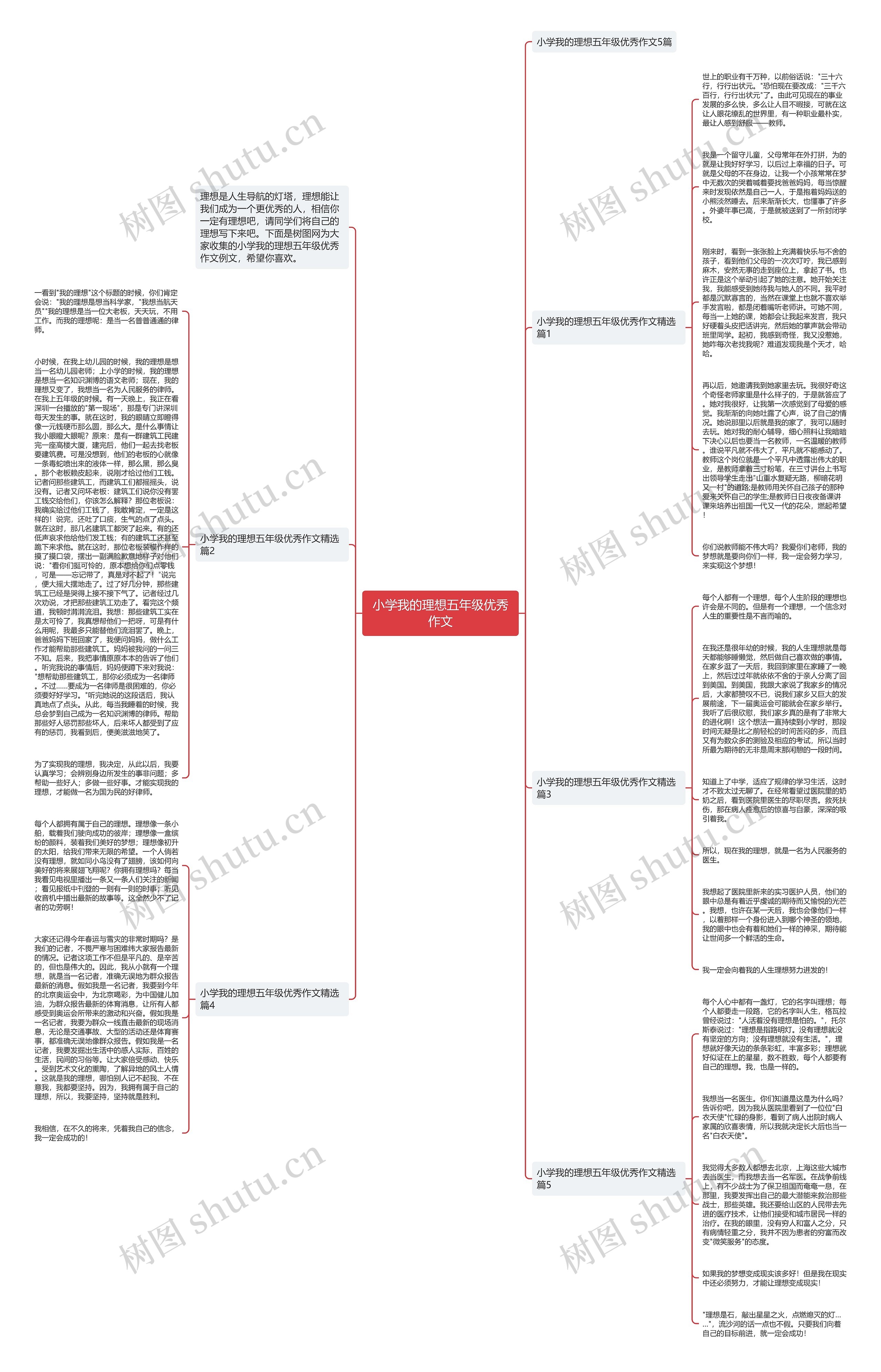小学我的理想五年级优秀作文思维导图