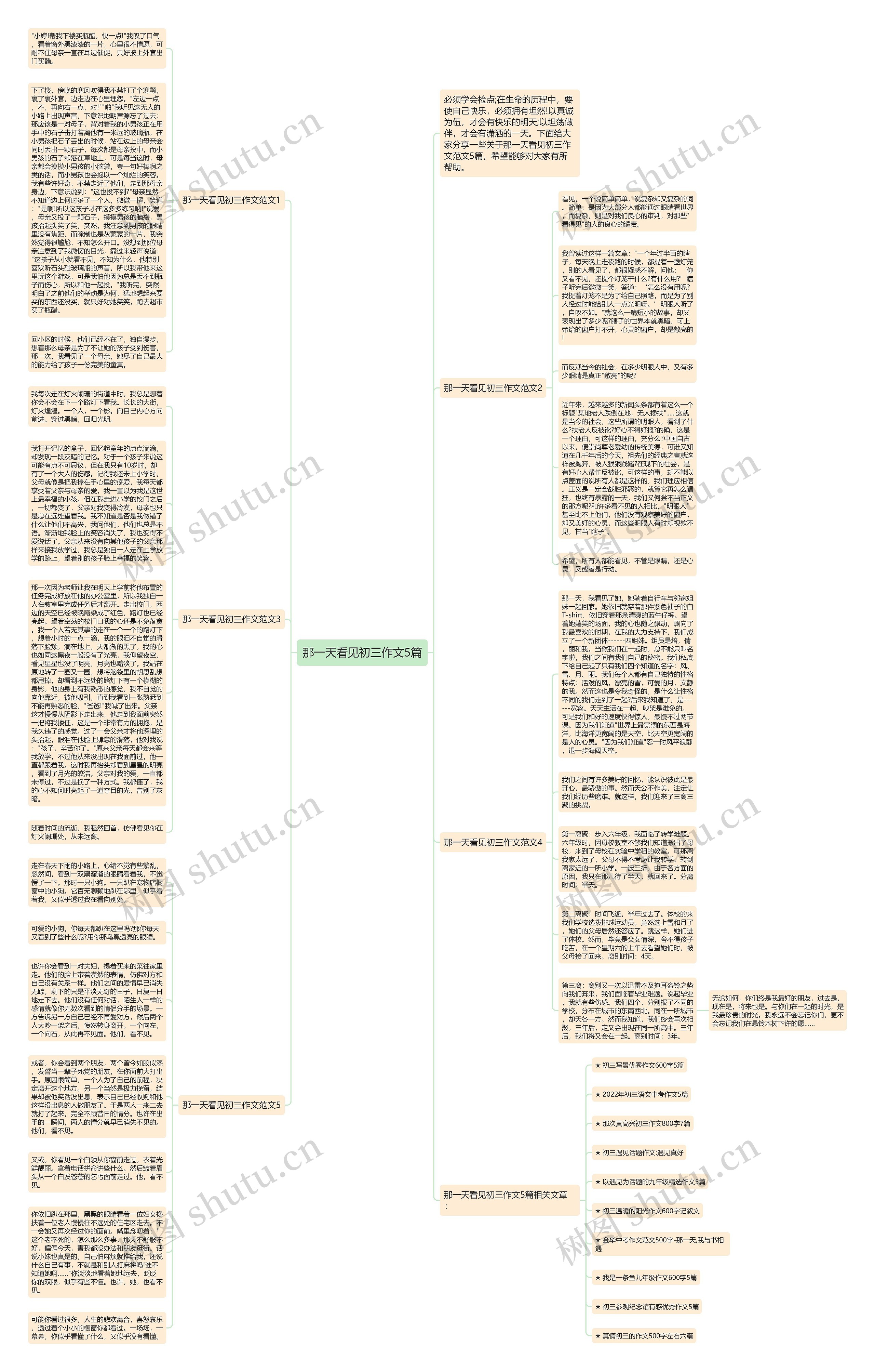 那一天看见初三作文5篇思维导图