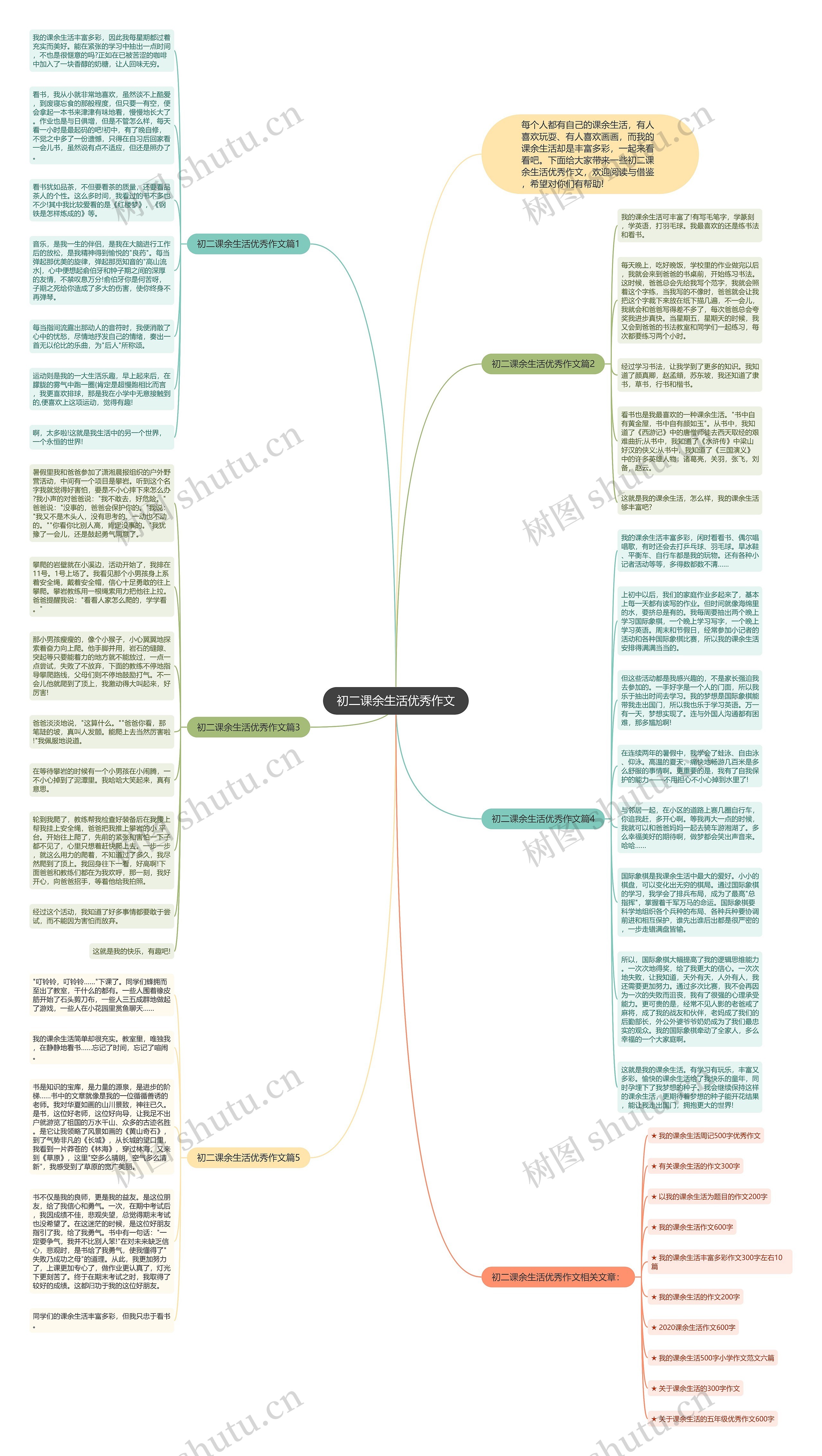 初二课余生活优秀作文思维导图
