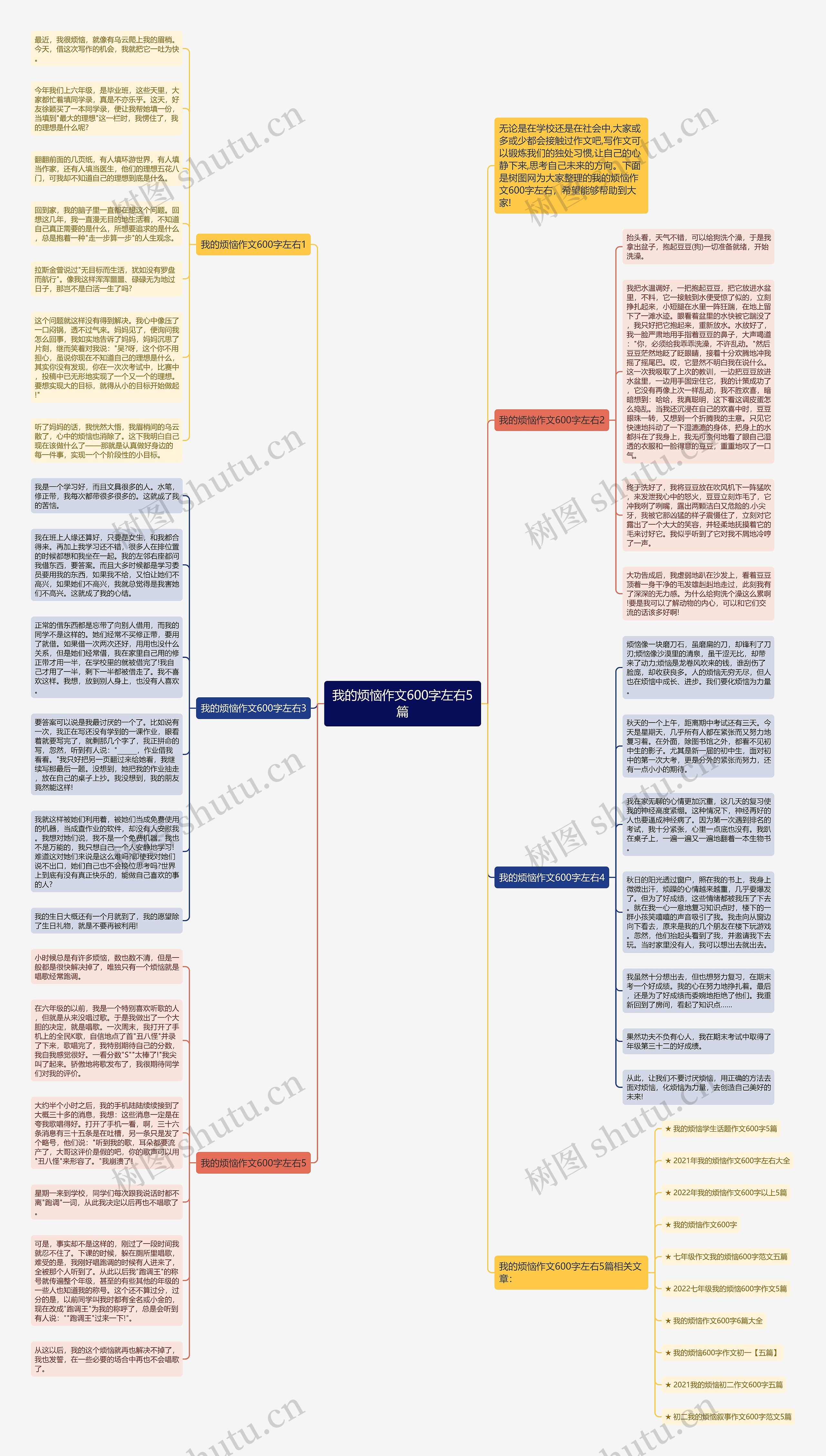 我的烦恼作文600字左右5篇思维导图