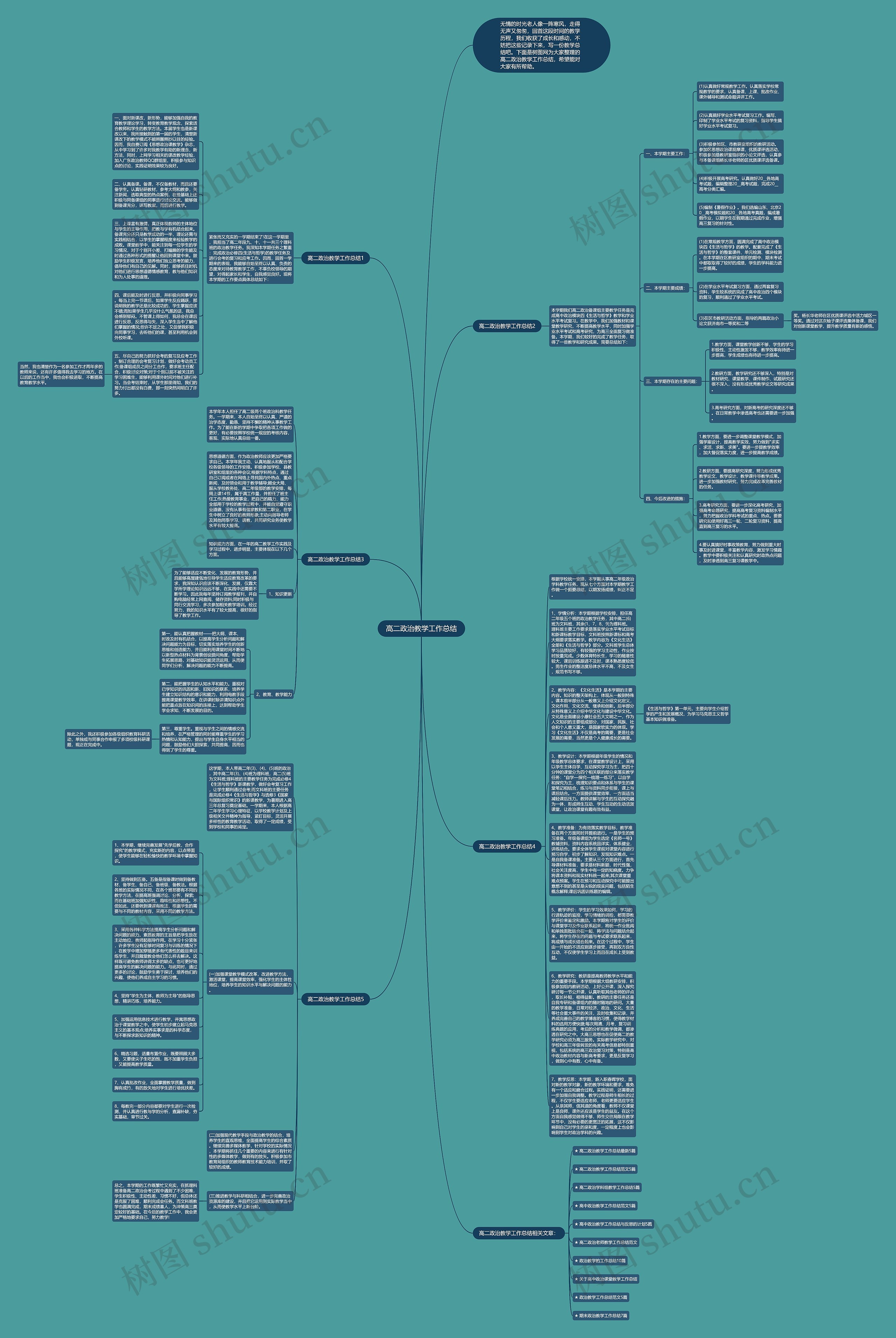 高二政治教学工作总结思维导图
