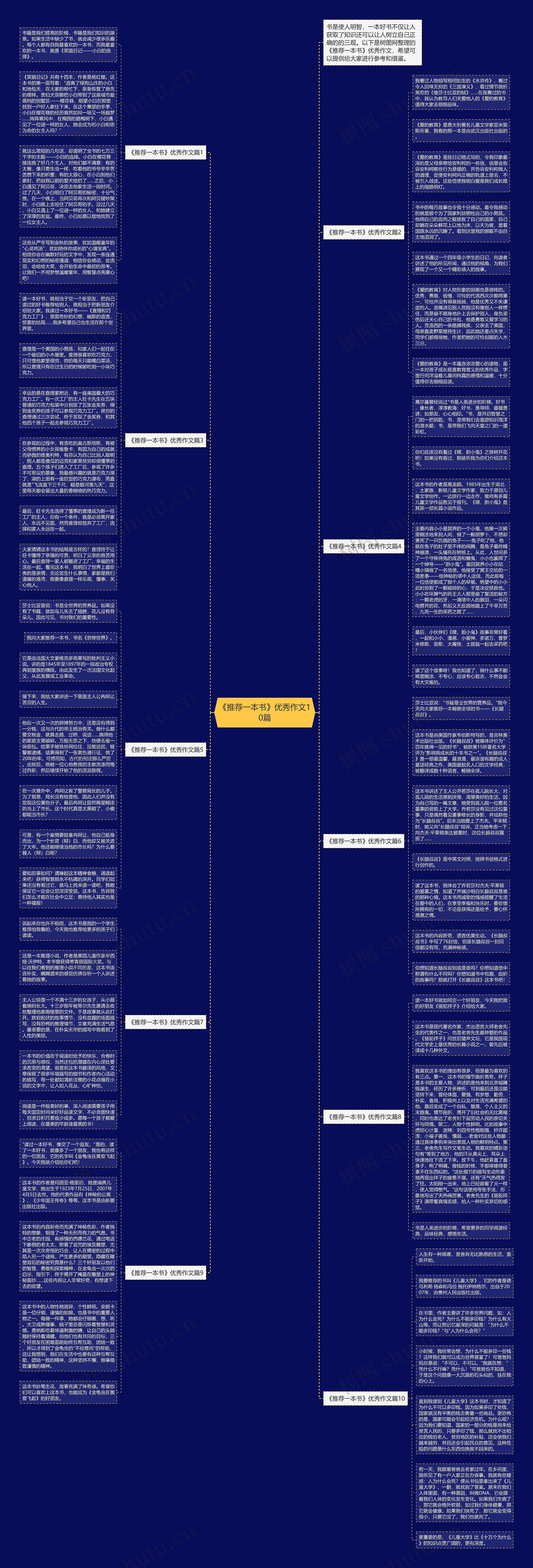《推荐一本书》优秀作文10篇思维导图