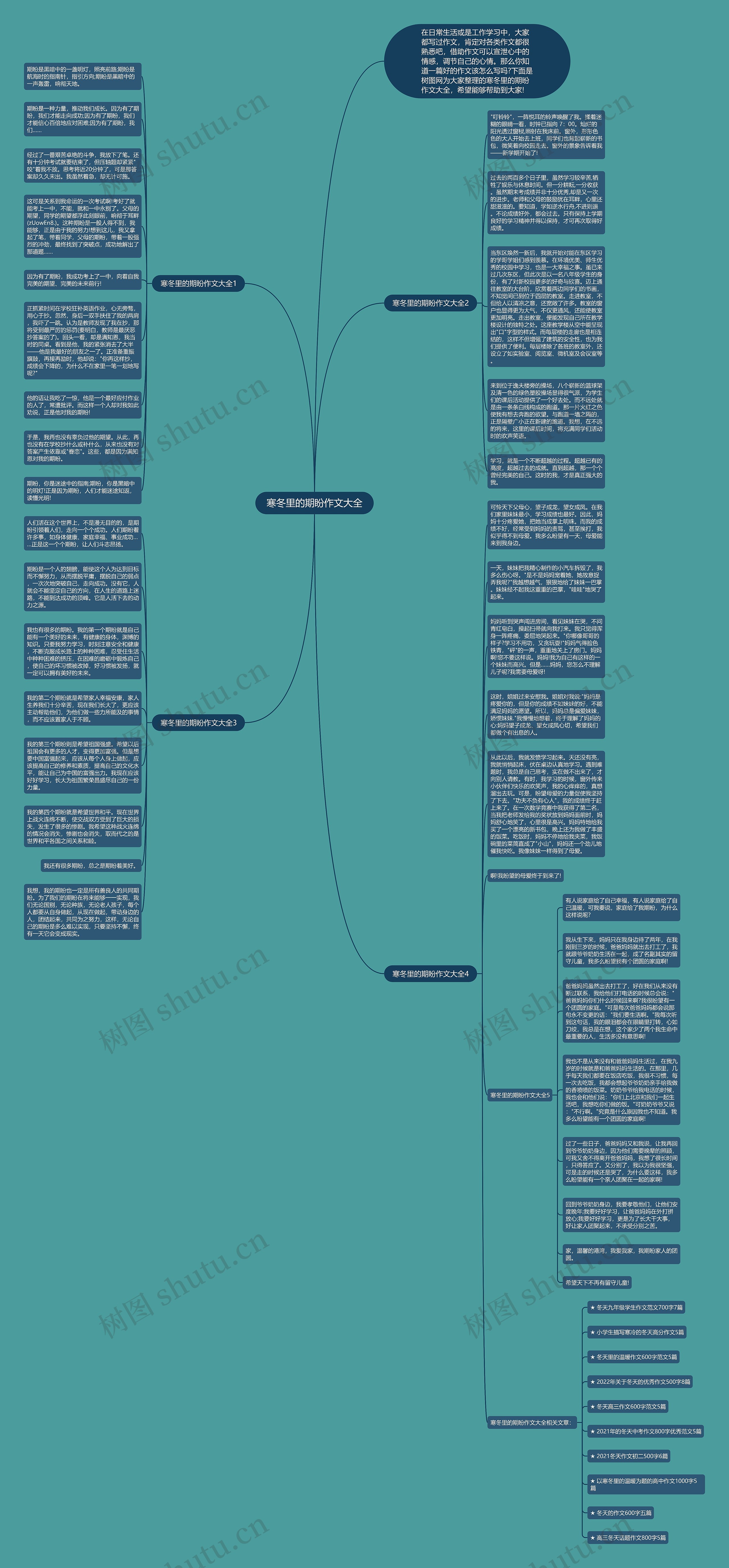 寒冬里的期盼作文大全思维导图
