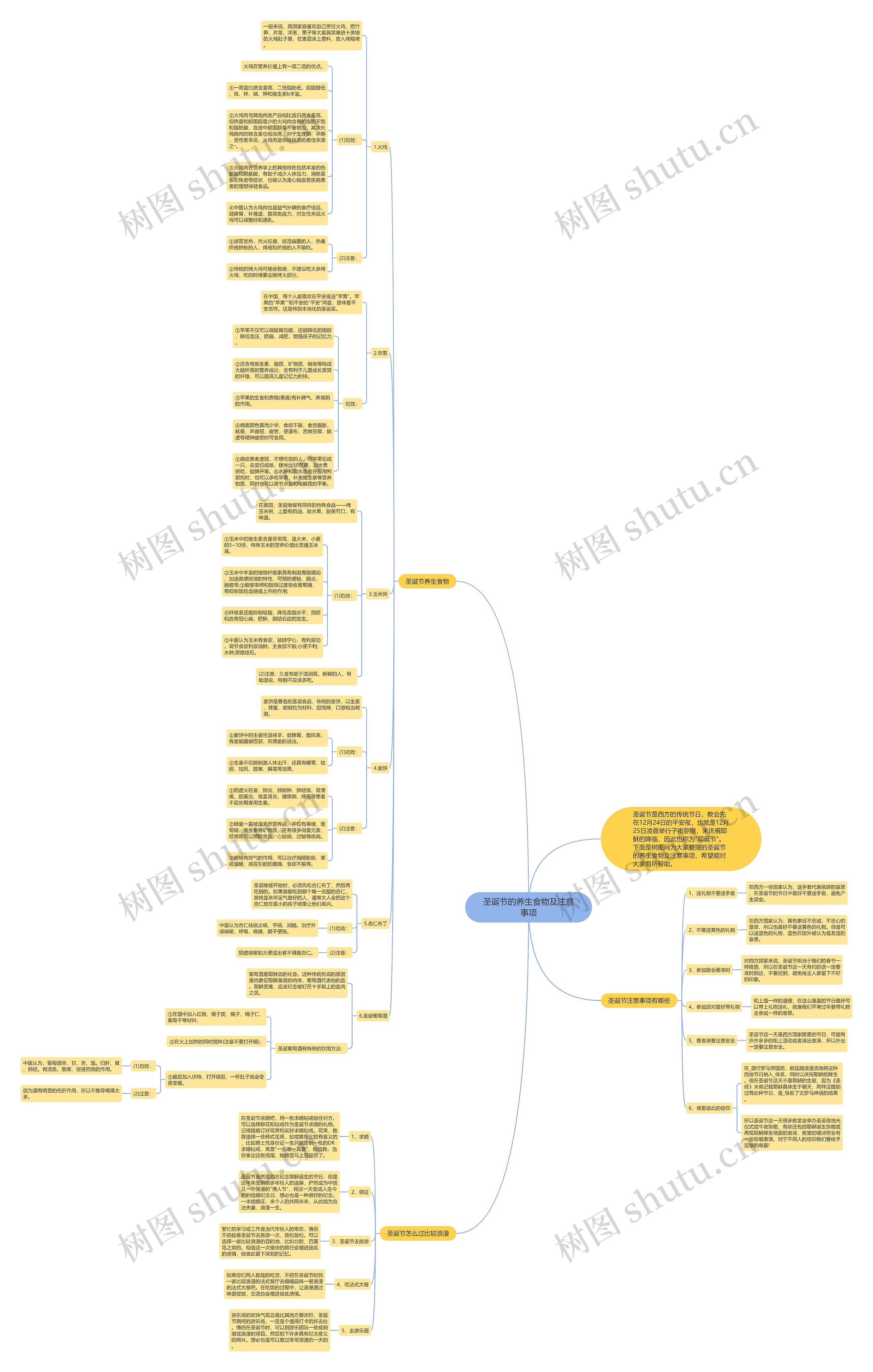 圣诞节的养生食物及注意事项思维导图