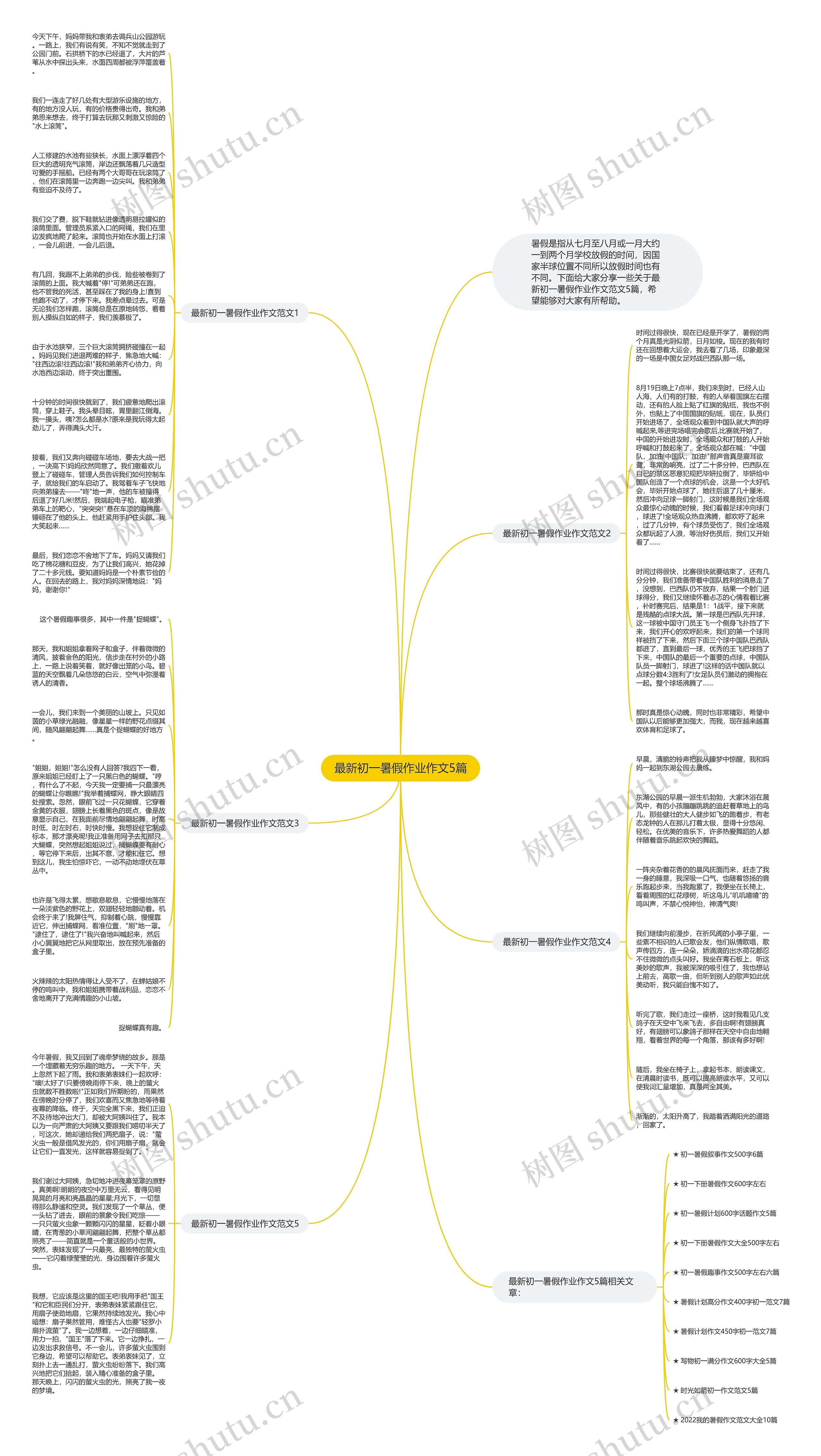 最新初一暑假作业作文5篇思维导图