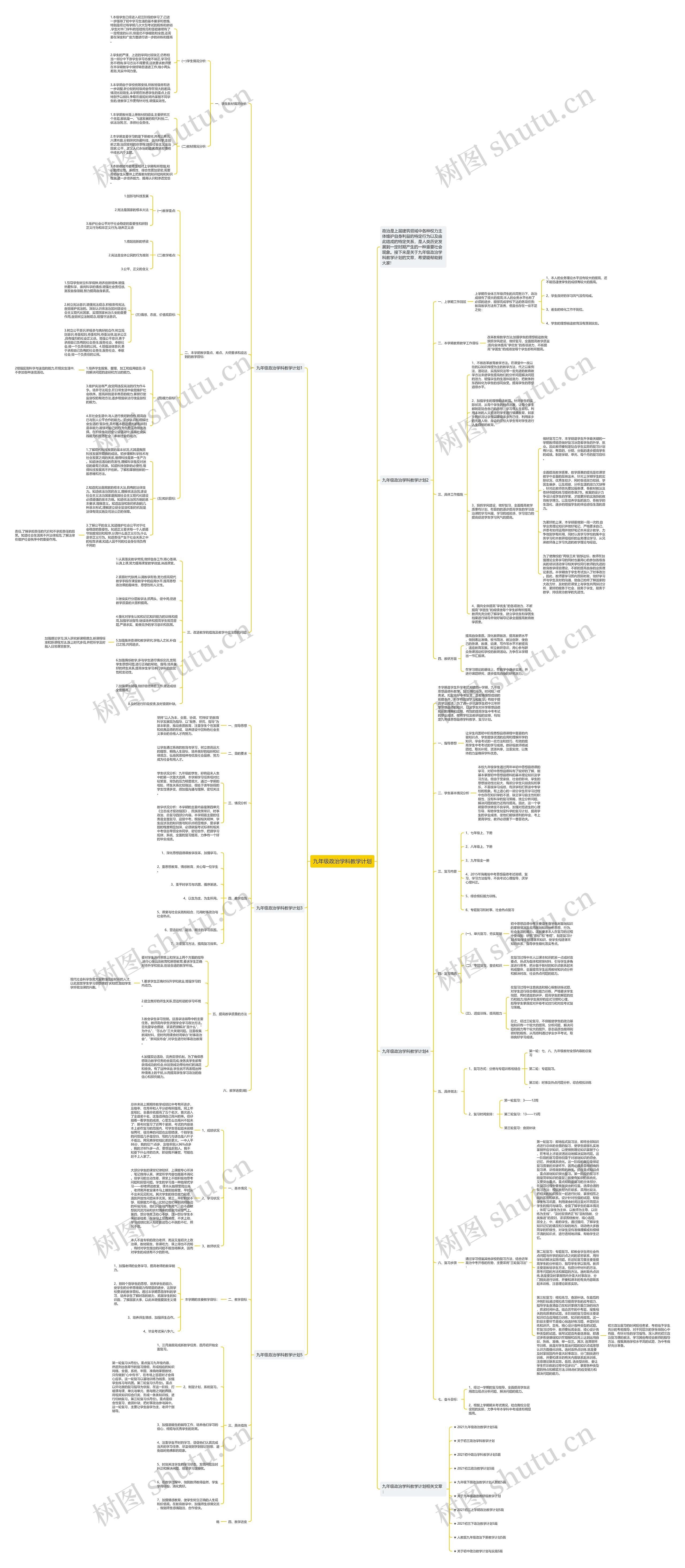 九年级政治学科教学计划思维导图