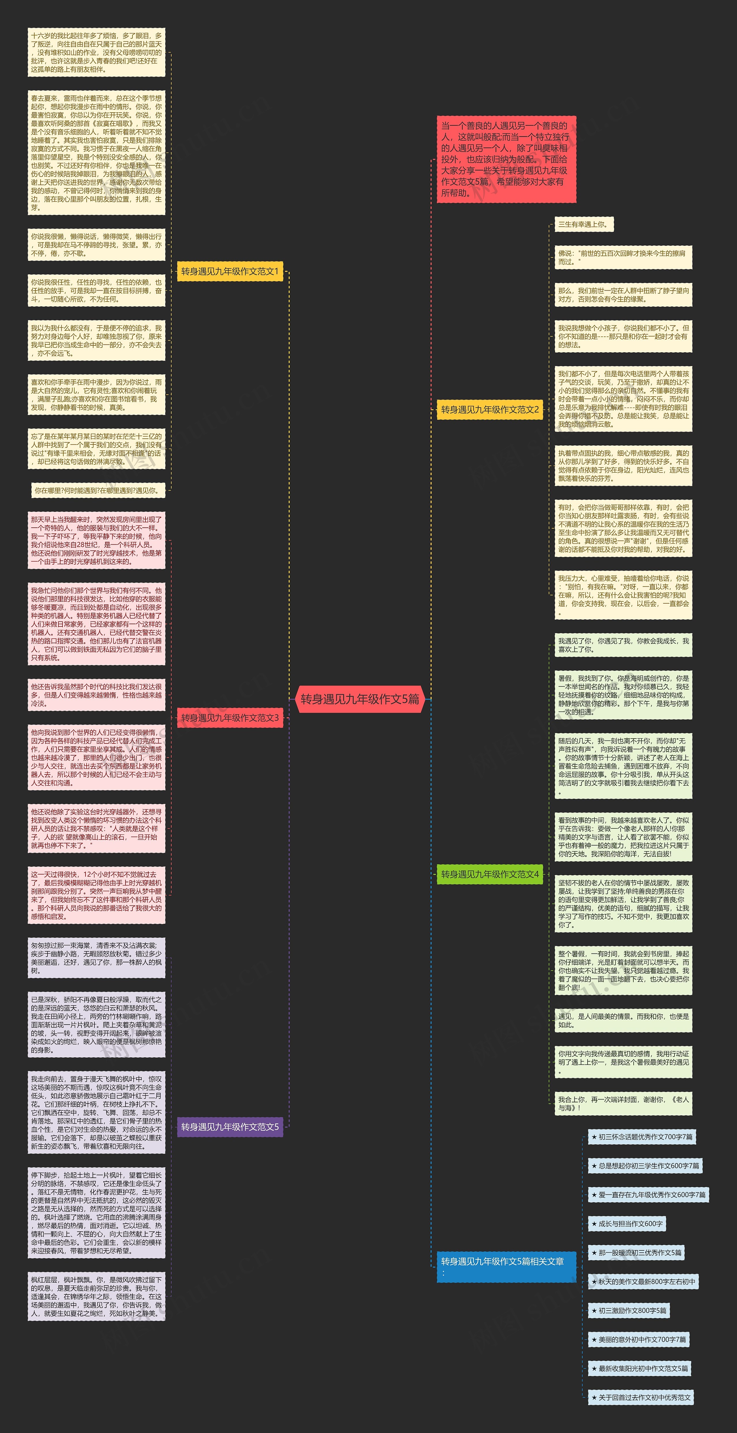 转身遇见九年级作文5篇思维导图