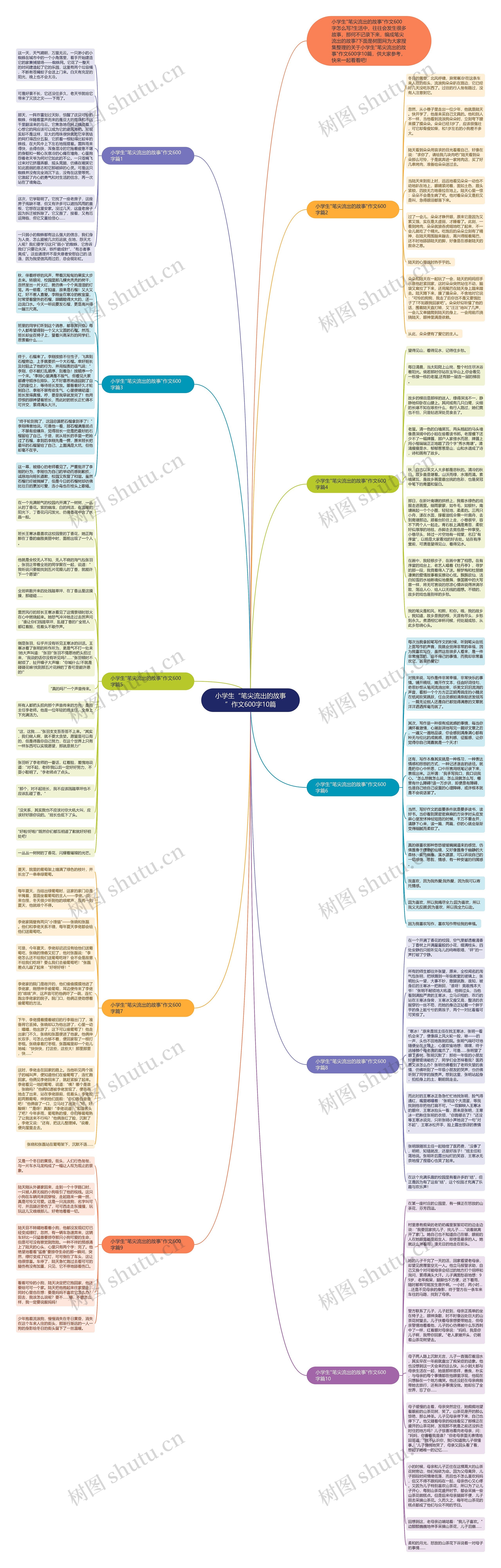 小学生“笔尖流出的故事”作文600字10篇思维导图