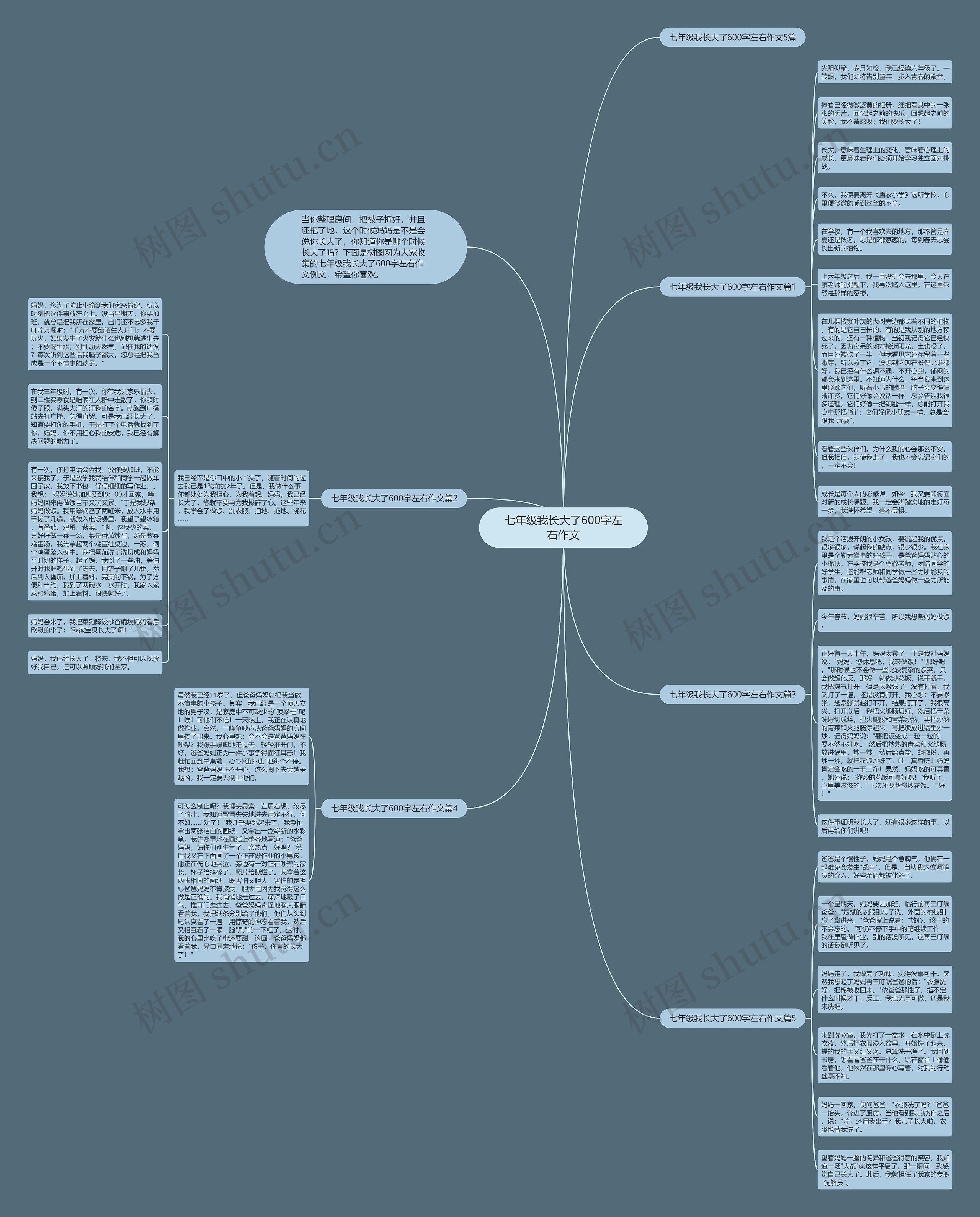 七年级我长大了600字左右作文思维导图