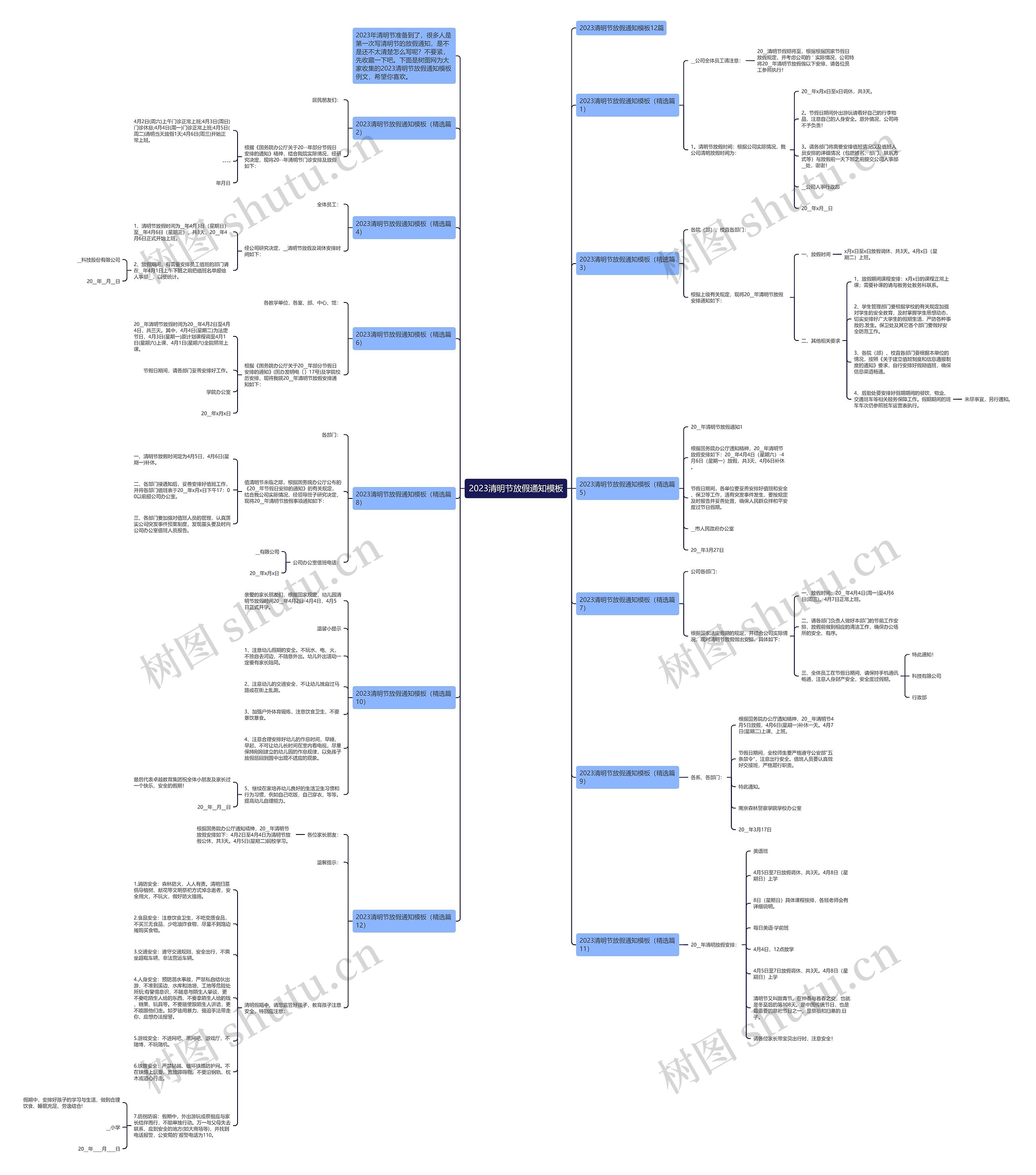 2023清明节放假通知思维导图