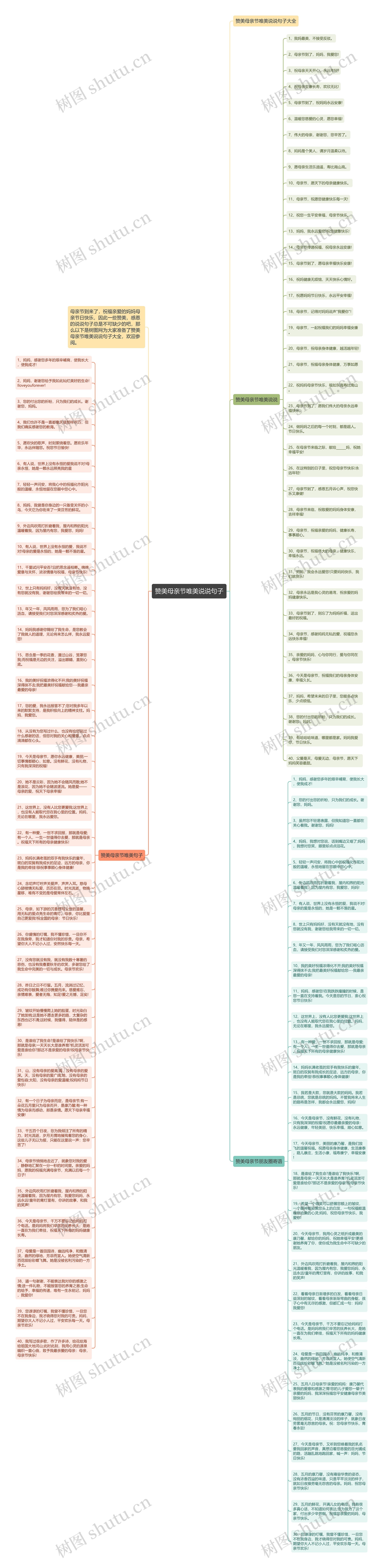 赞美母亲节唯美说说句子思维导图