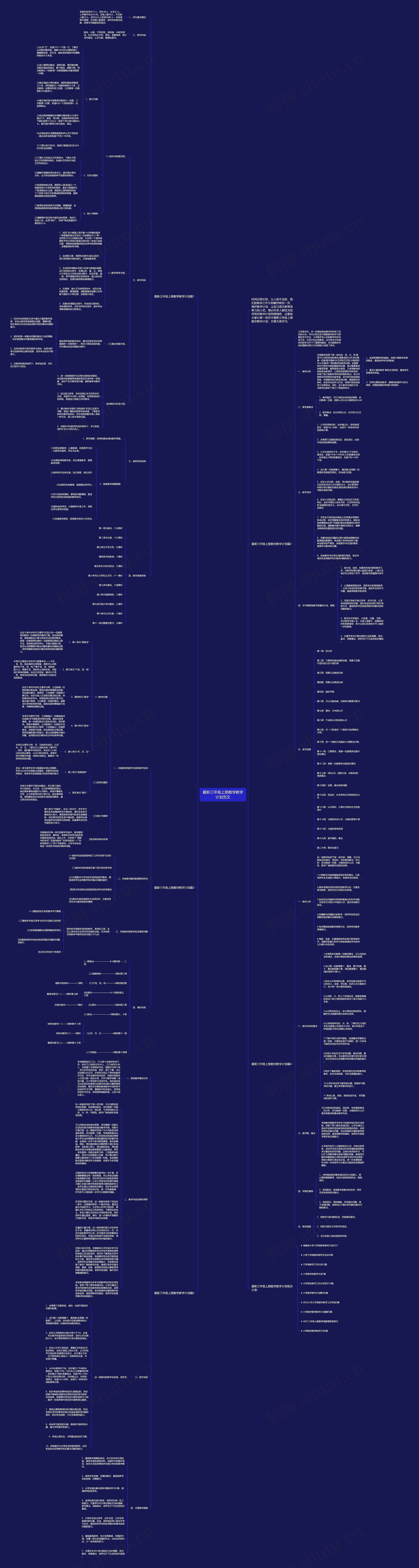 最新三年级上册数学教学计划范文思维导图