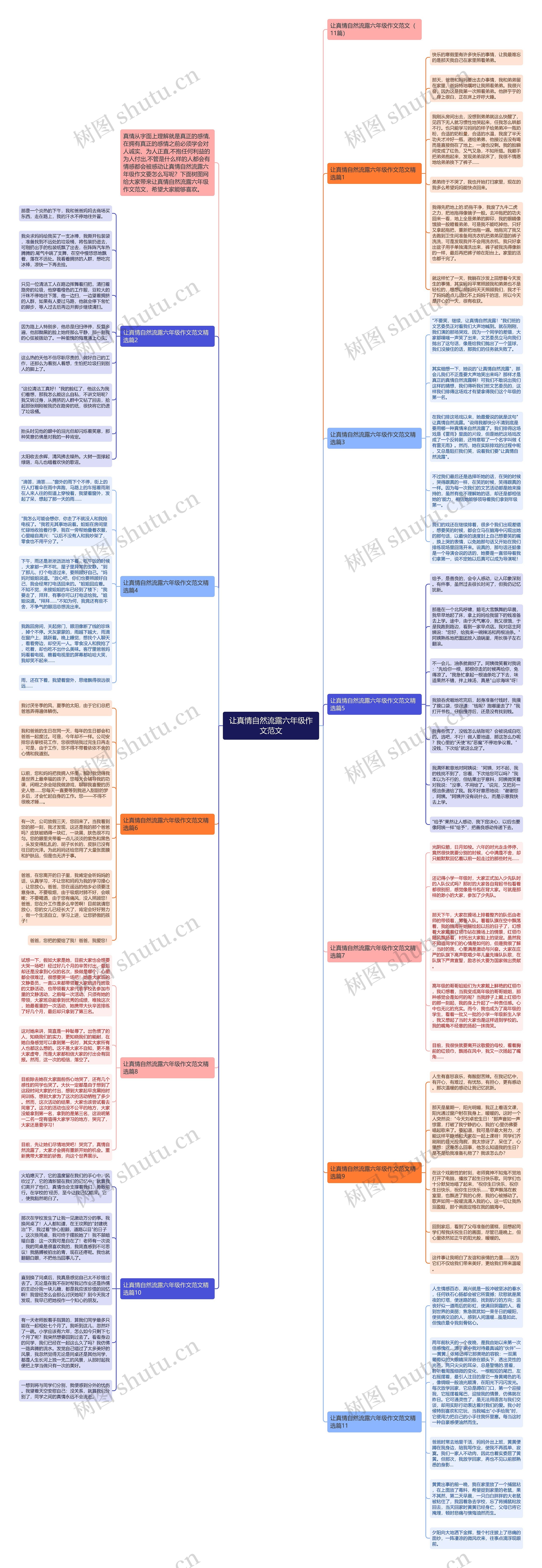 让真情自然流露六年级作文范文思维导图