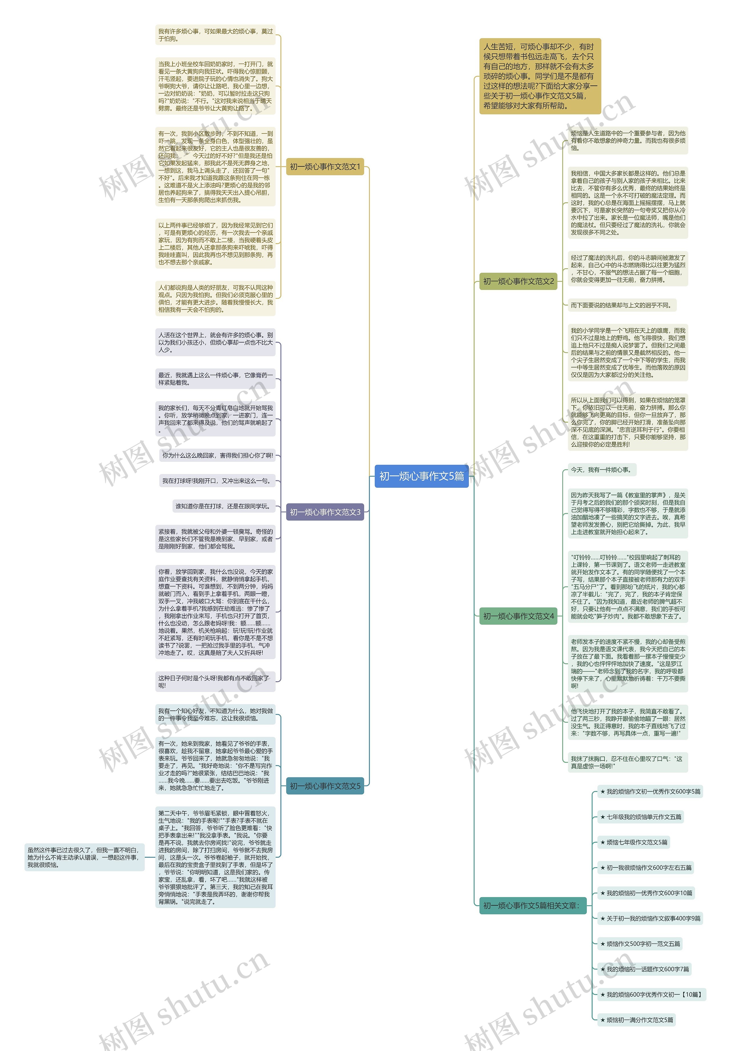 初一烦心事作文5篇思维导图