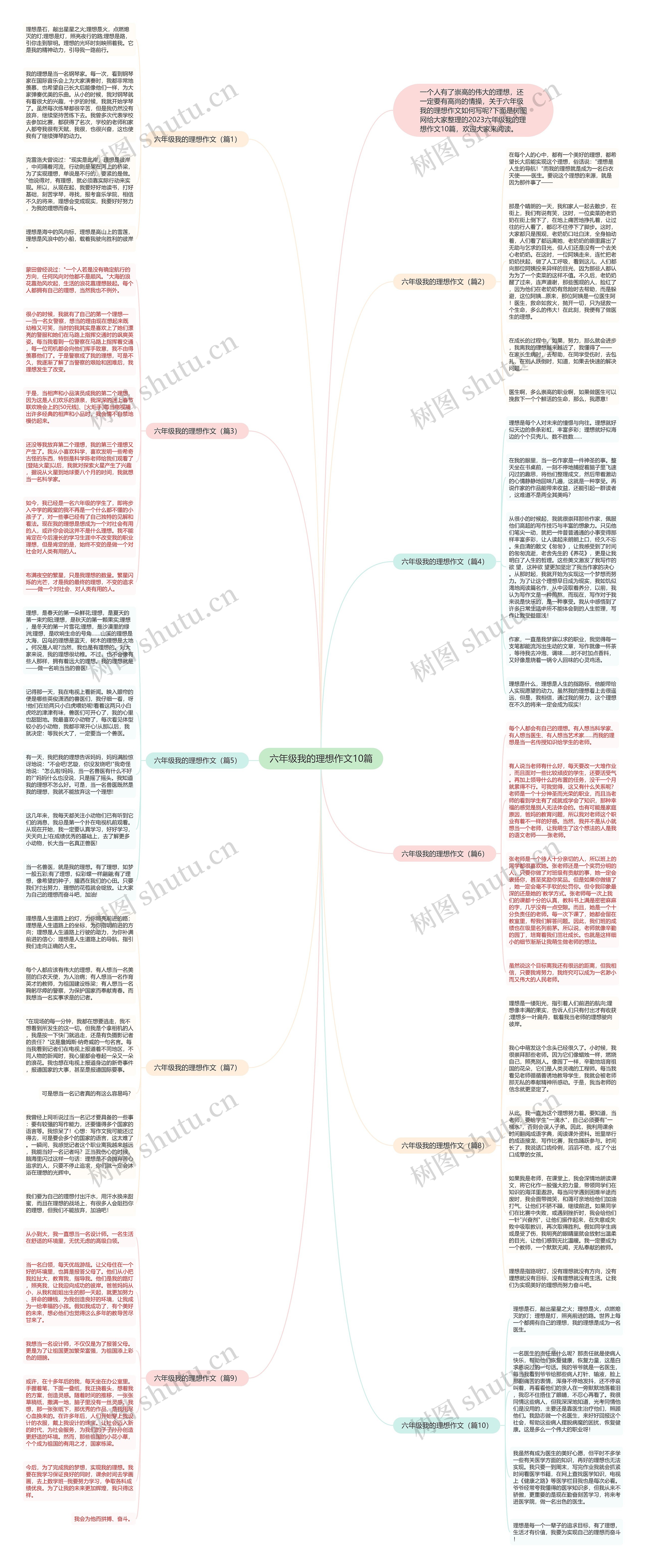 六年级我的理想作文10篇思维导图