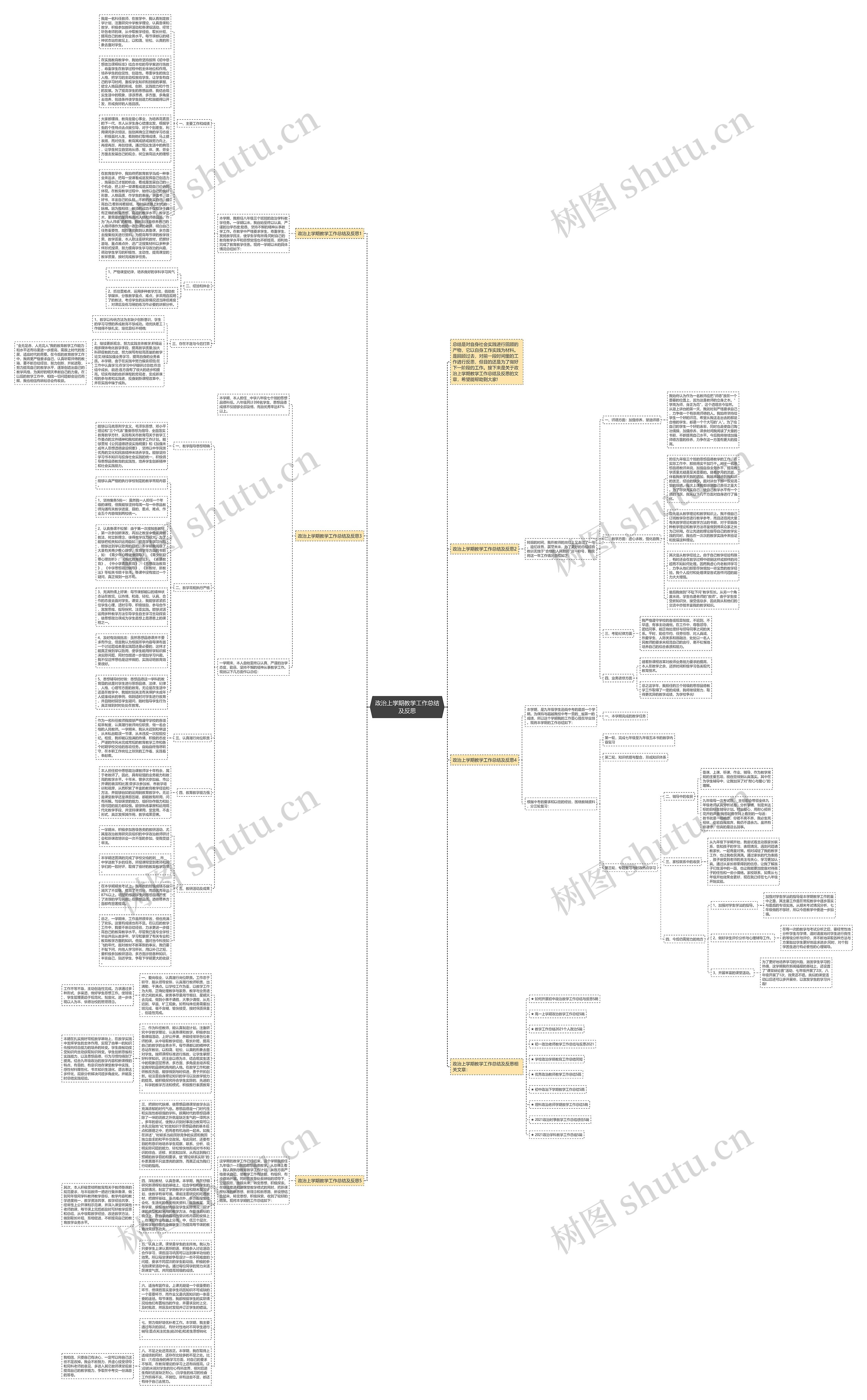 政治上学期教学工作总结及反思思维导图