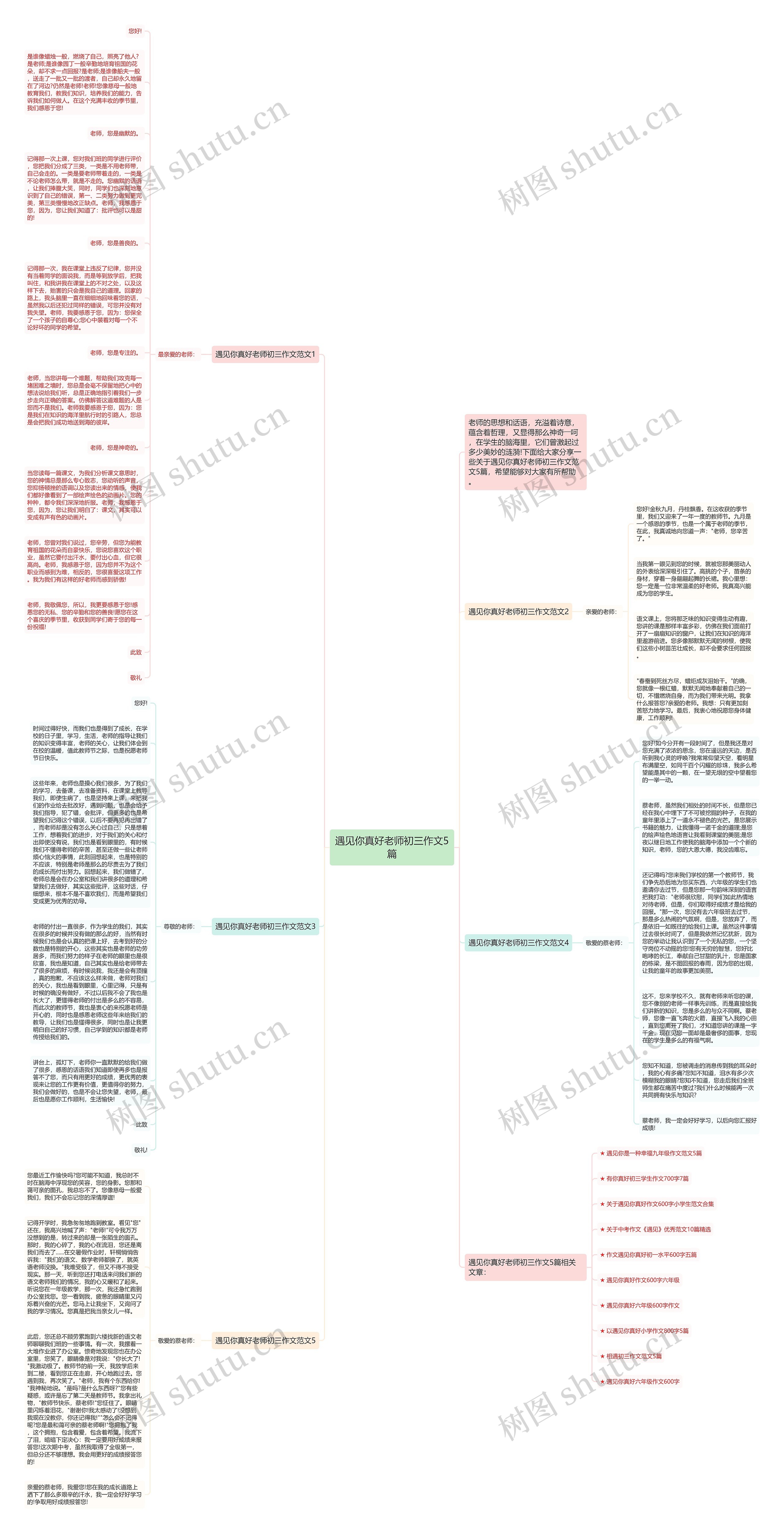 遇见你真好老师初三作文5篇思维导图