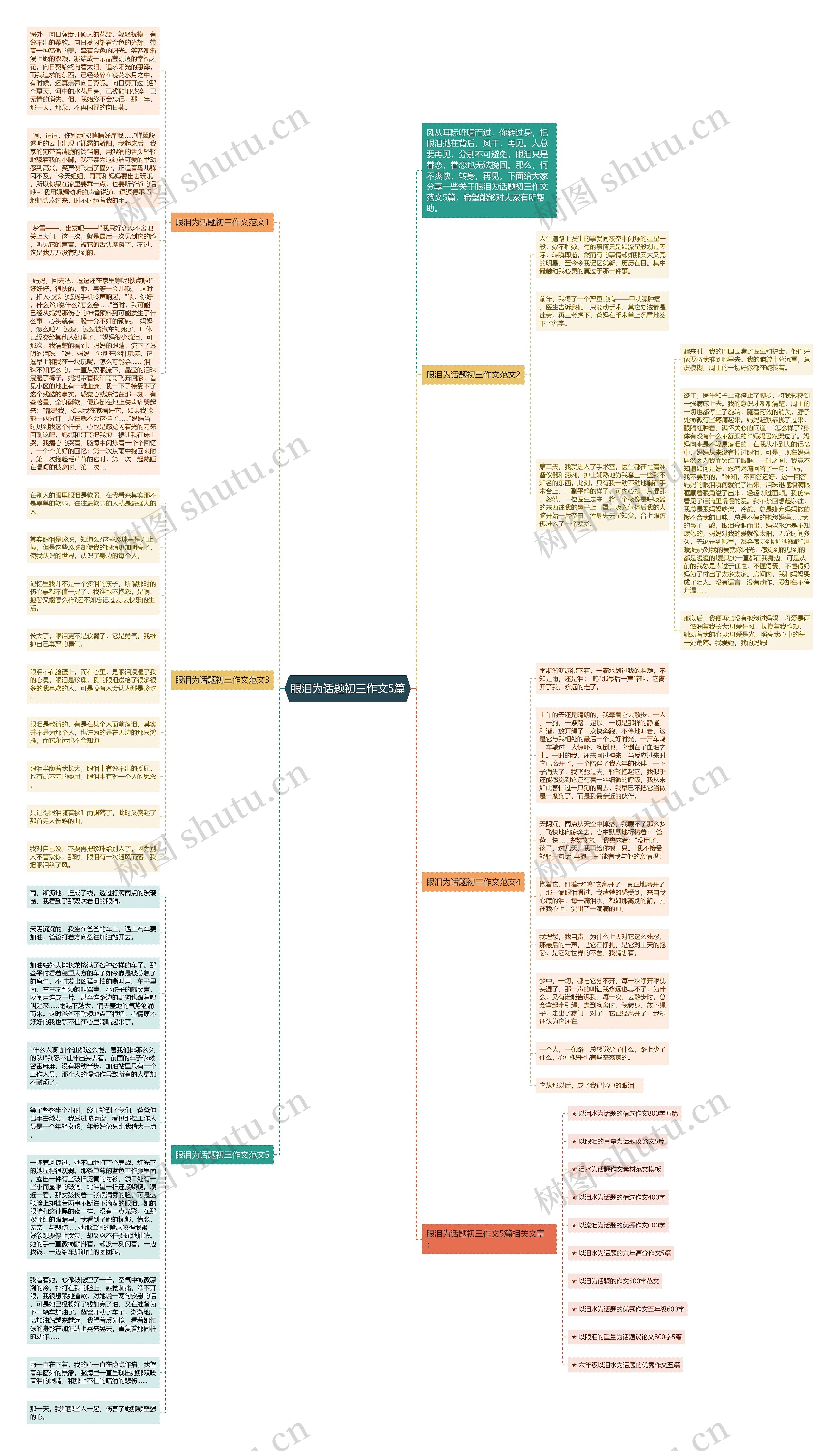 眼泪为话题初三作文5篇思维导图