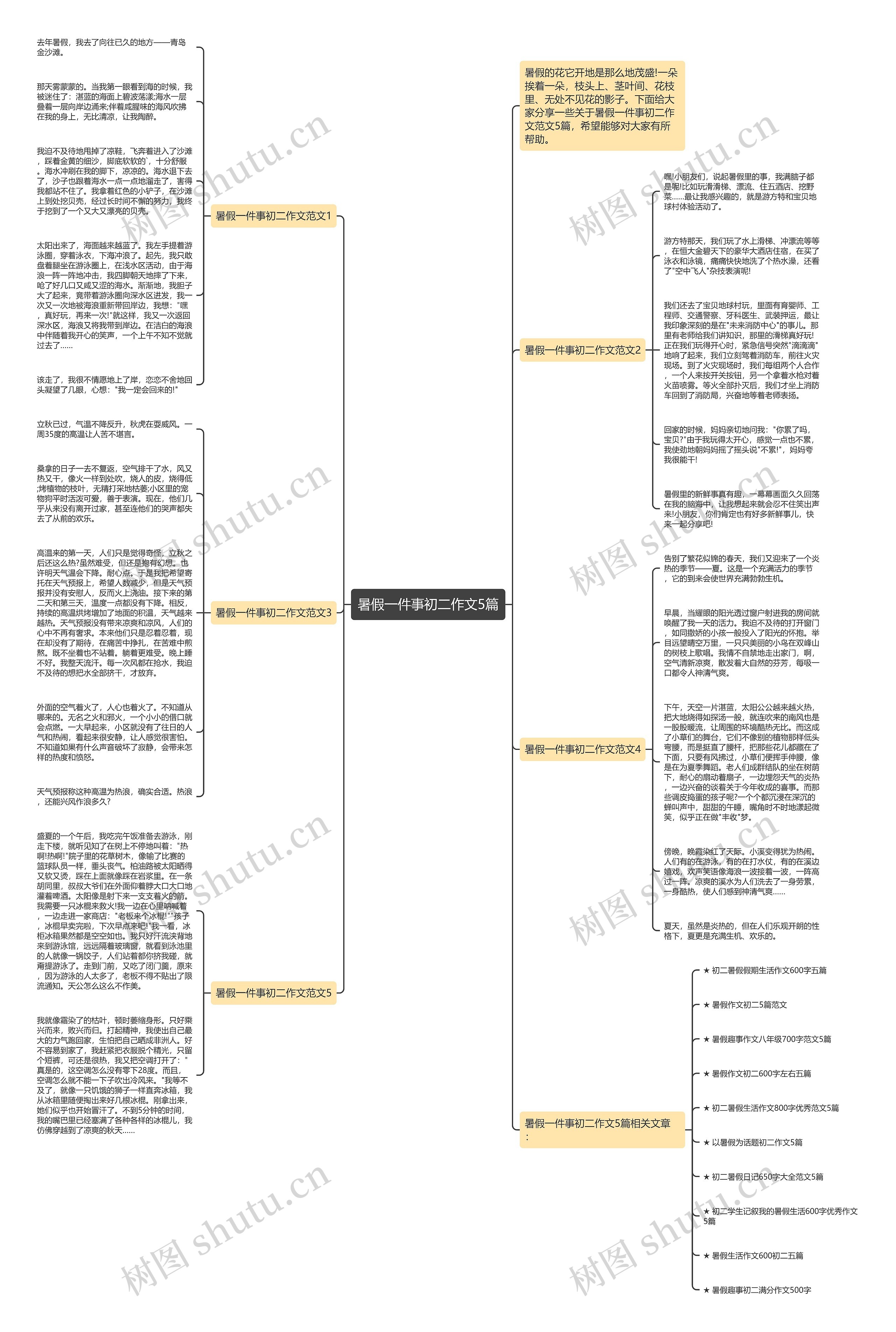 暑假一件事初二作文5篇思维导图