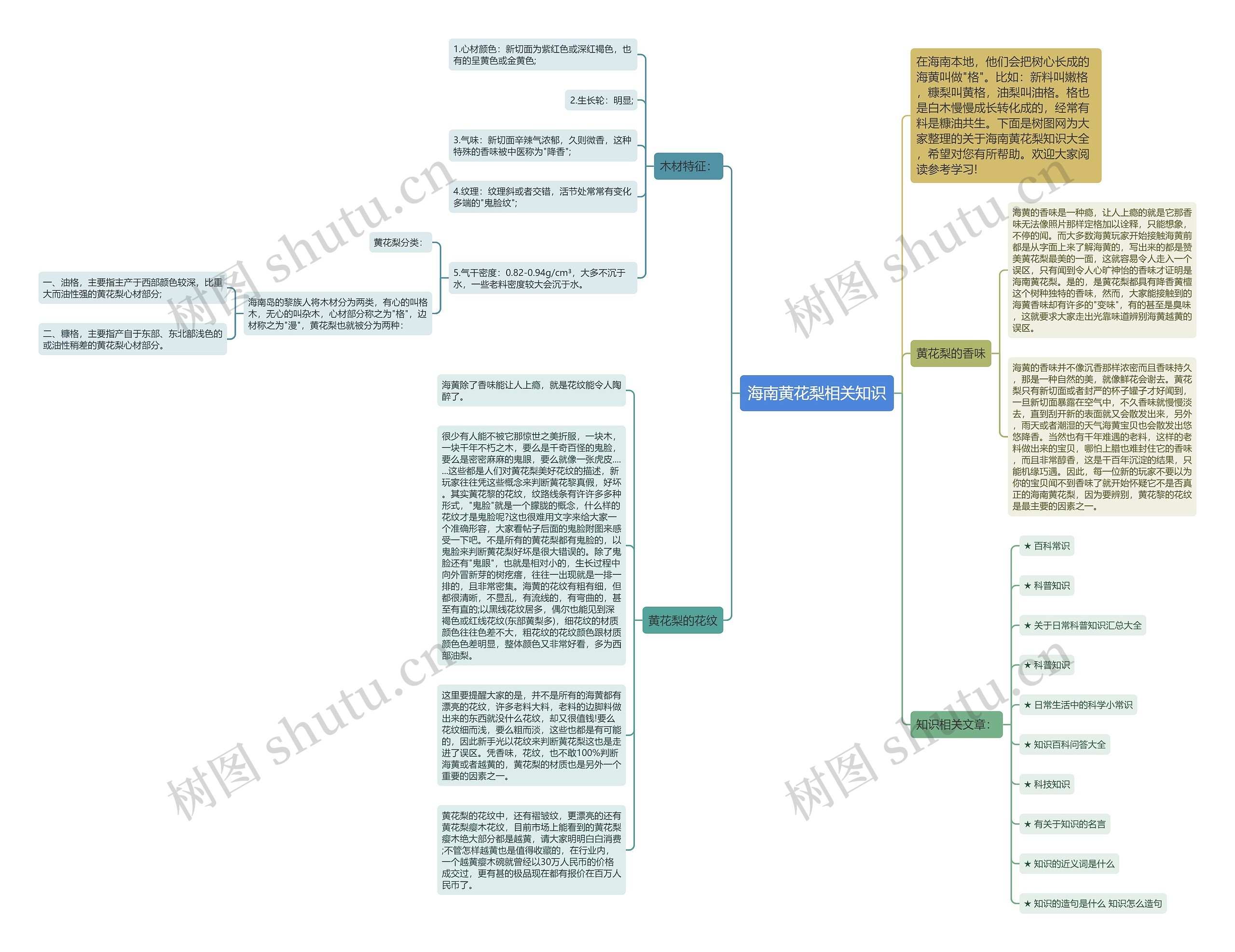 海南黄花梨相关知识思维导图