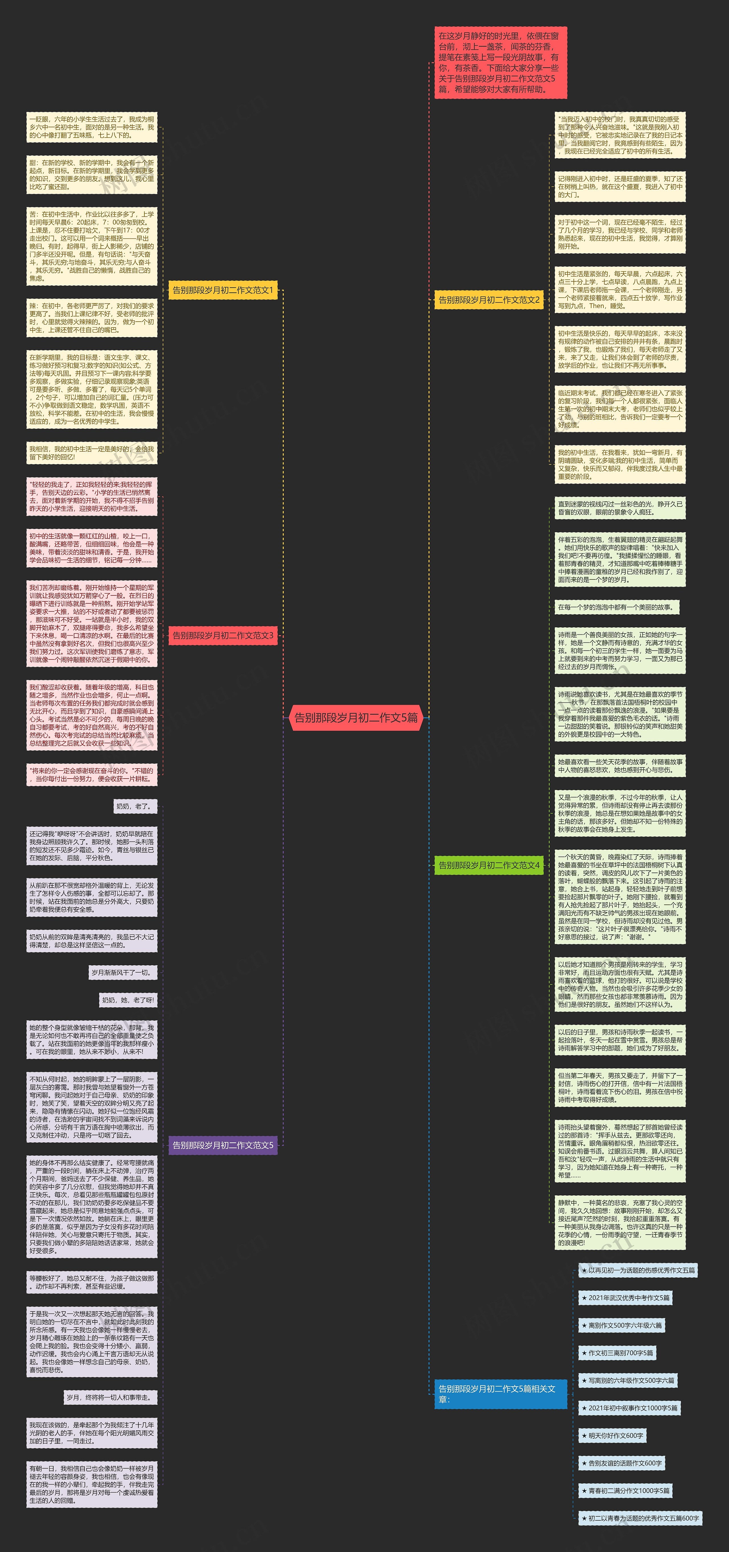 告别那段岁月初二作文5篇思维导图
